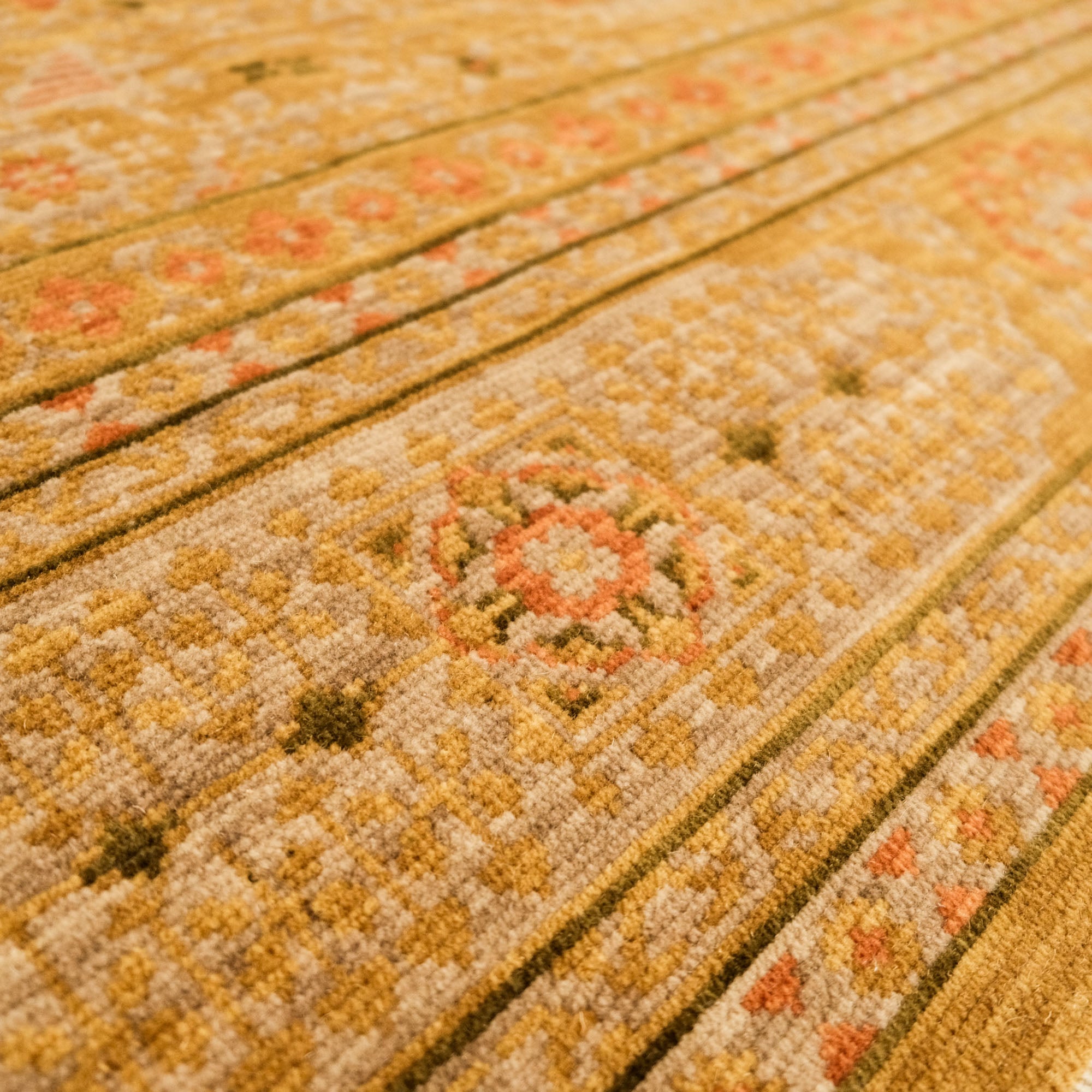 Heritage Serisi Memlük Desenli Sarı Tezgah Dokuma Halı