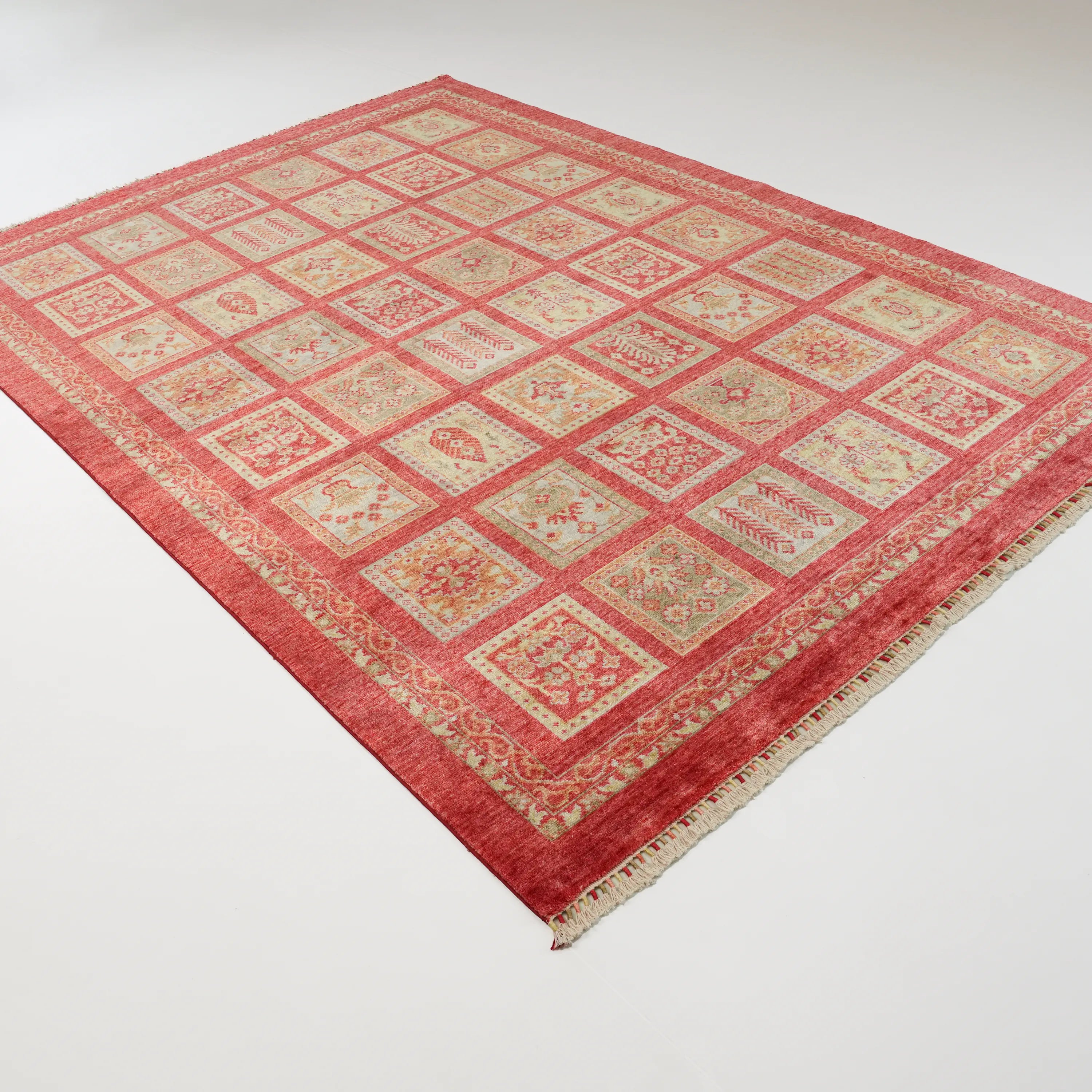 Heritage Series Authentic Patterned Red Tencel Loom Woven Rug