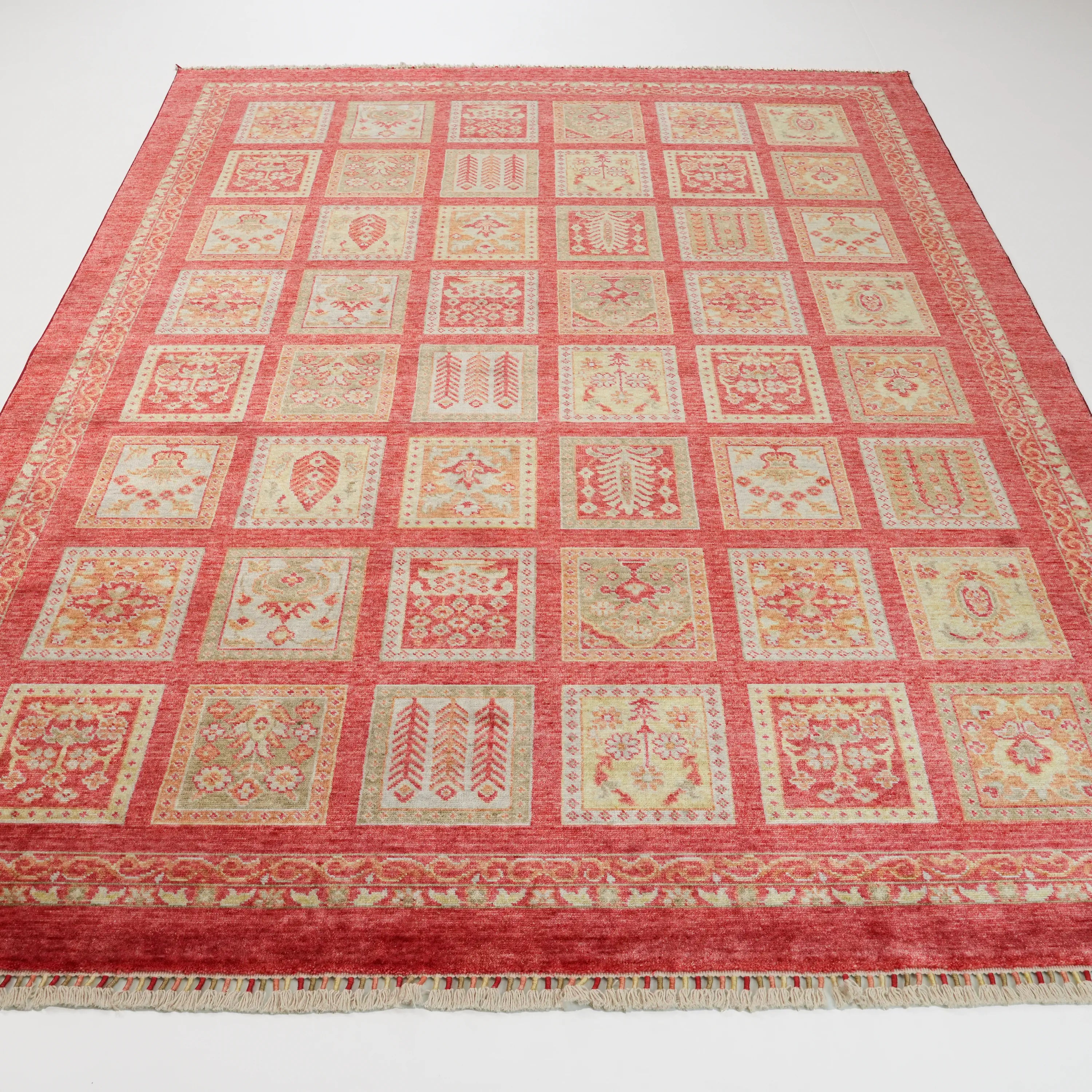 Heritage Series Authentic Patterned Red Tencel Loom Woven Rug