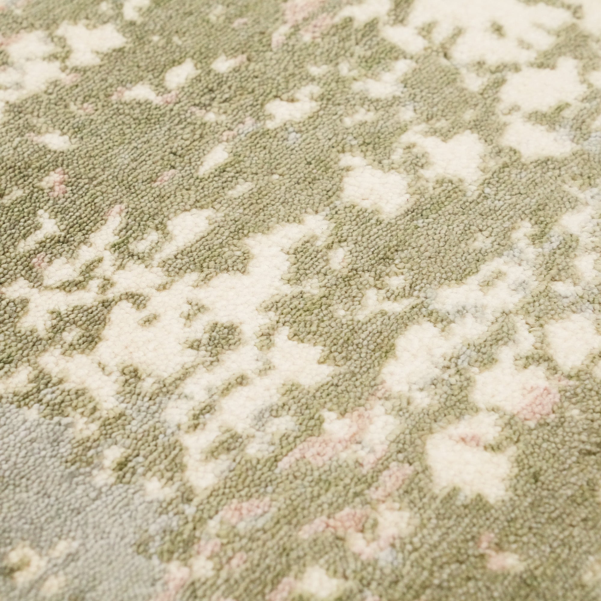 Heritage Serisi Soyut Desenli Yeşil Yün Halı