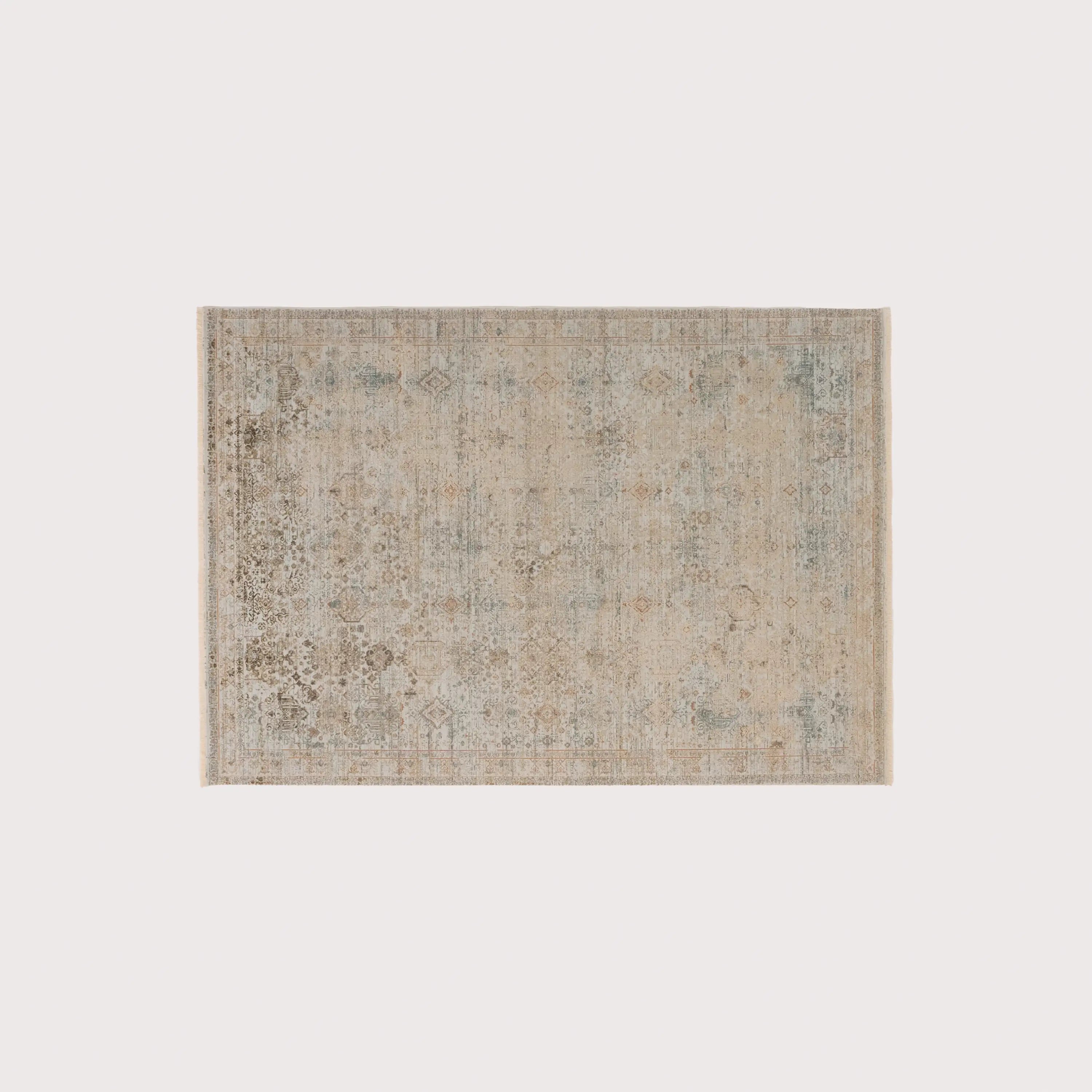 Historia Serisi Vintage Desenli Viskon Gri/Kahverengi Halı