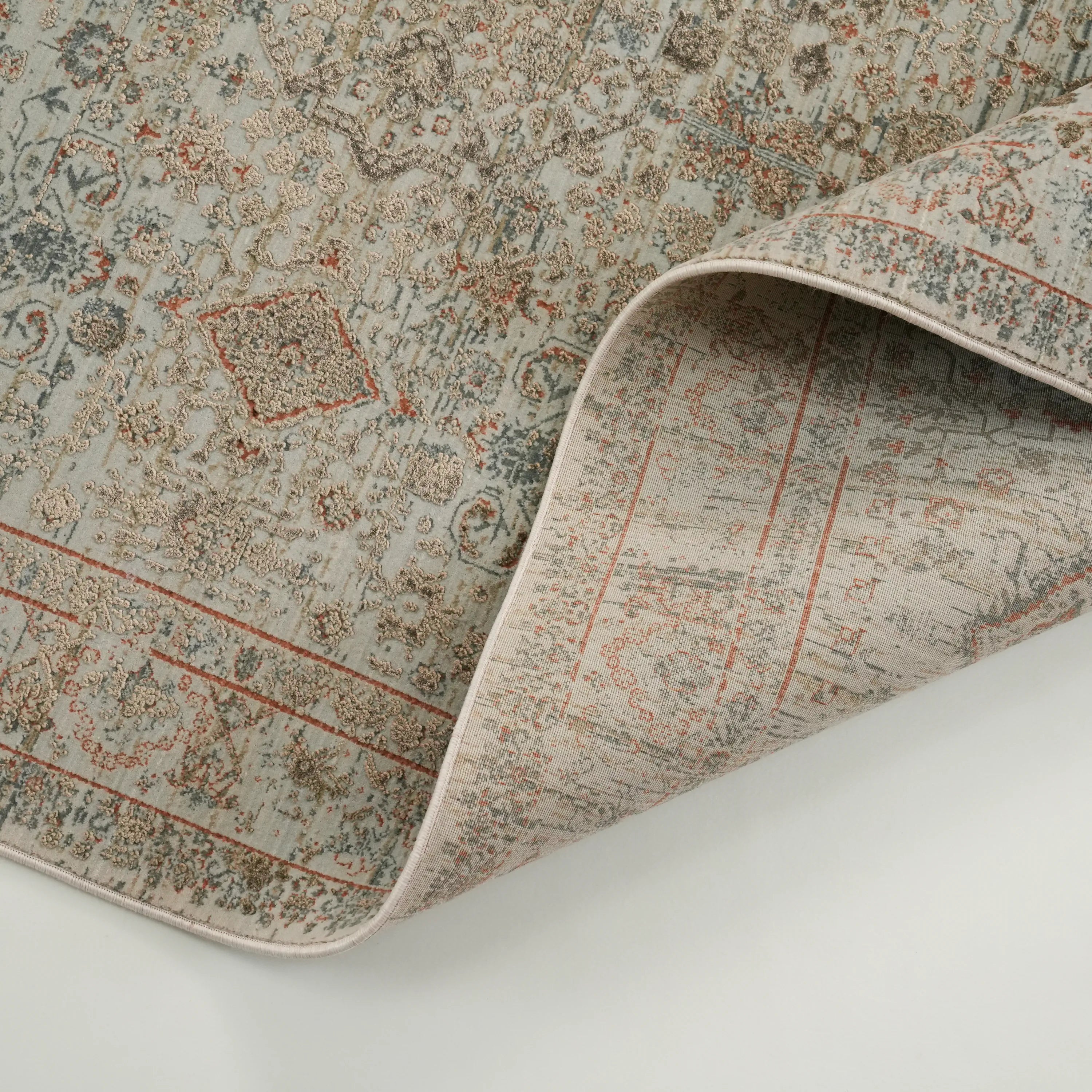 Historia Serisi Vintage Desenli Viskon Gri/Kahverengi Halı