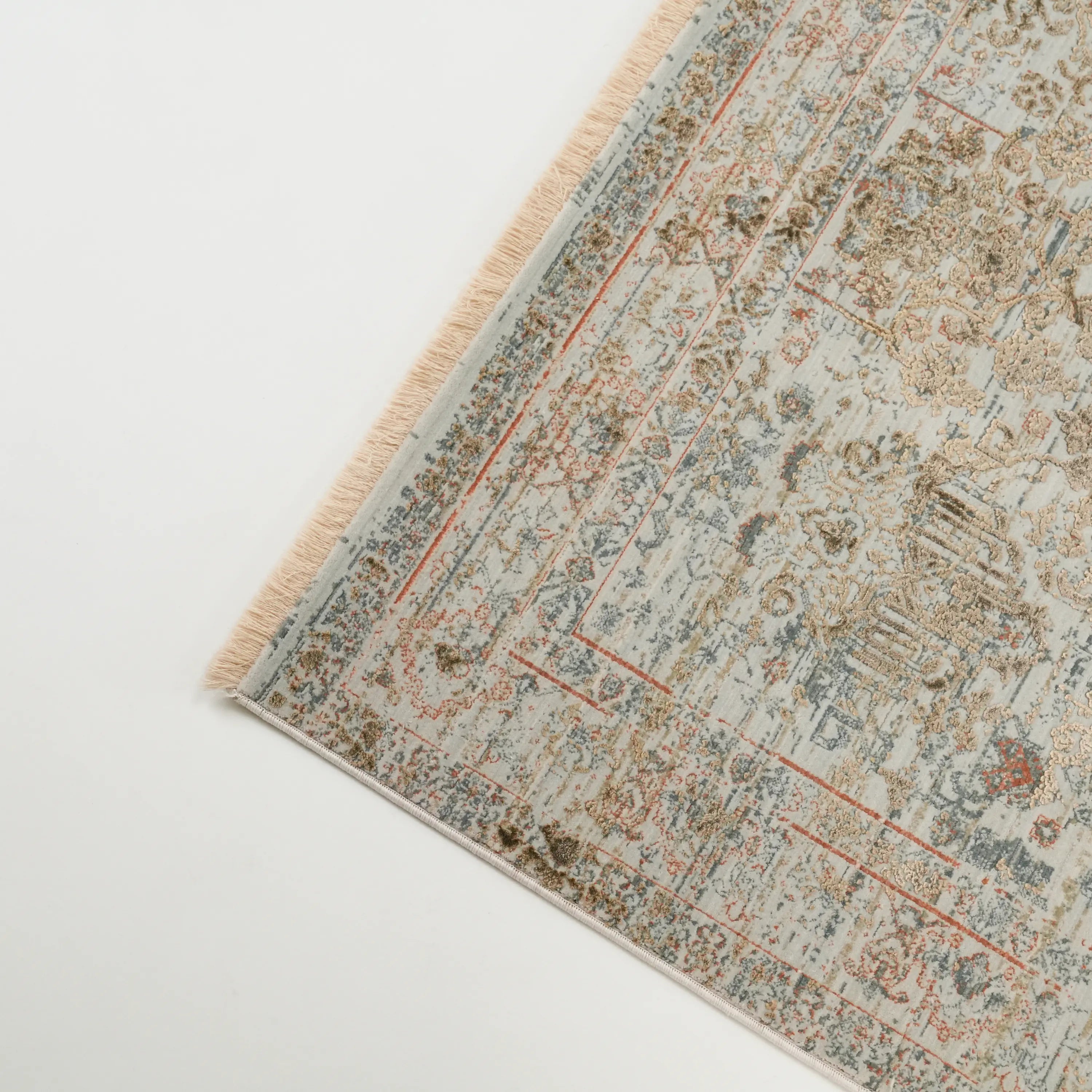 Historia Serisi Vintage Desenli Viskon Gri/Kahverengi Halı