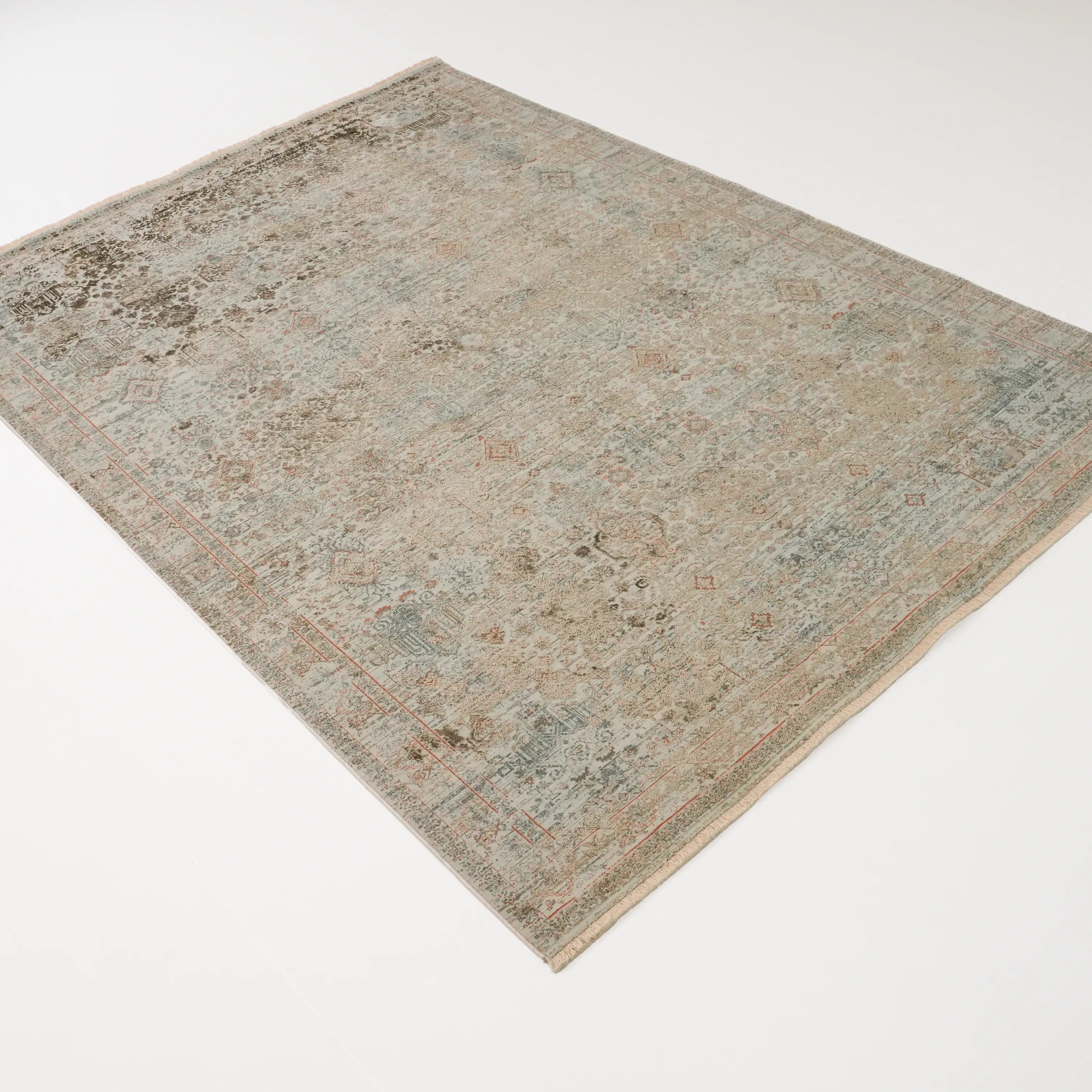 Historia Serisi Vintage Desenli Viskon Gri/Kahverengi Halı