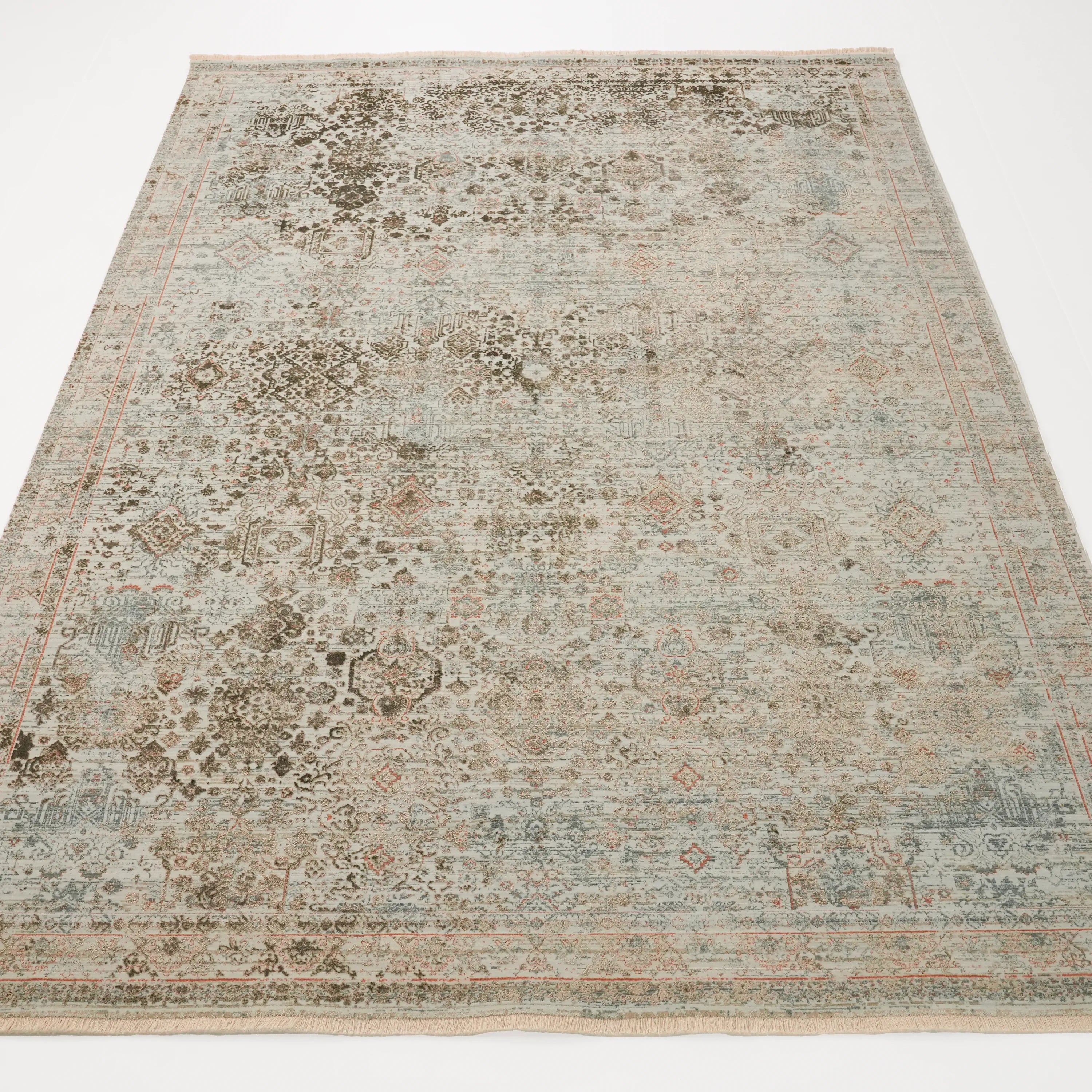 Historia Serisi Vintage Desenli Viskon Gri/Kahverengi Halı