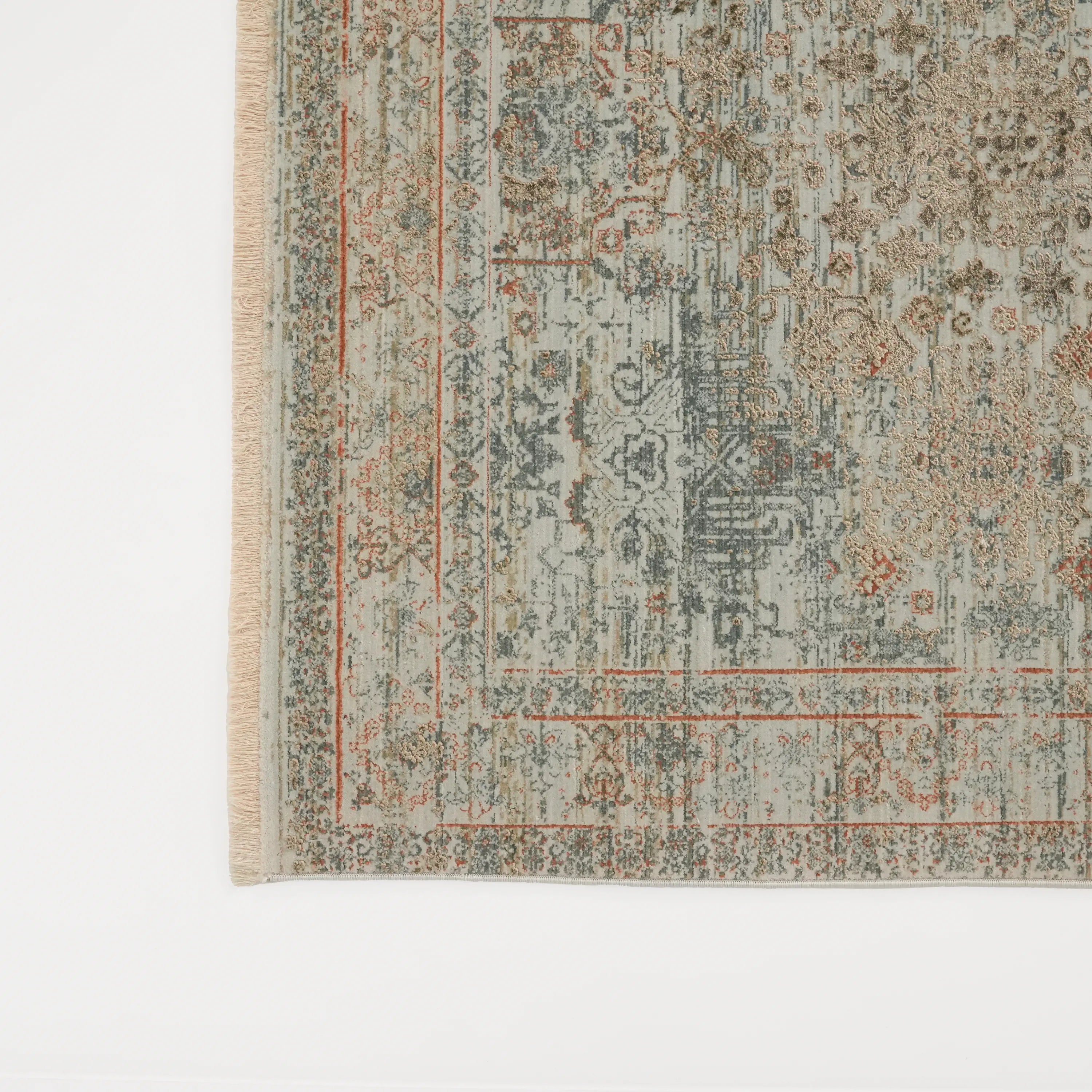 Historia Serisi Vintage Desenli Viskon Gri/Kahverengi Halı