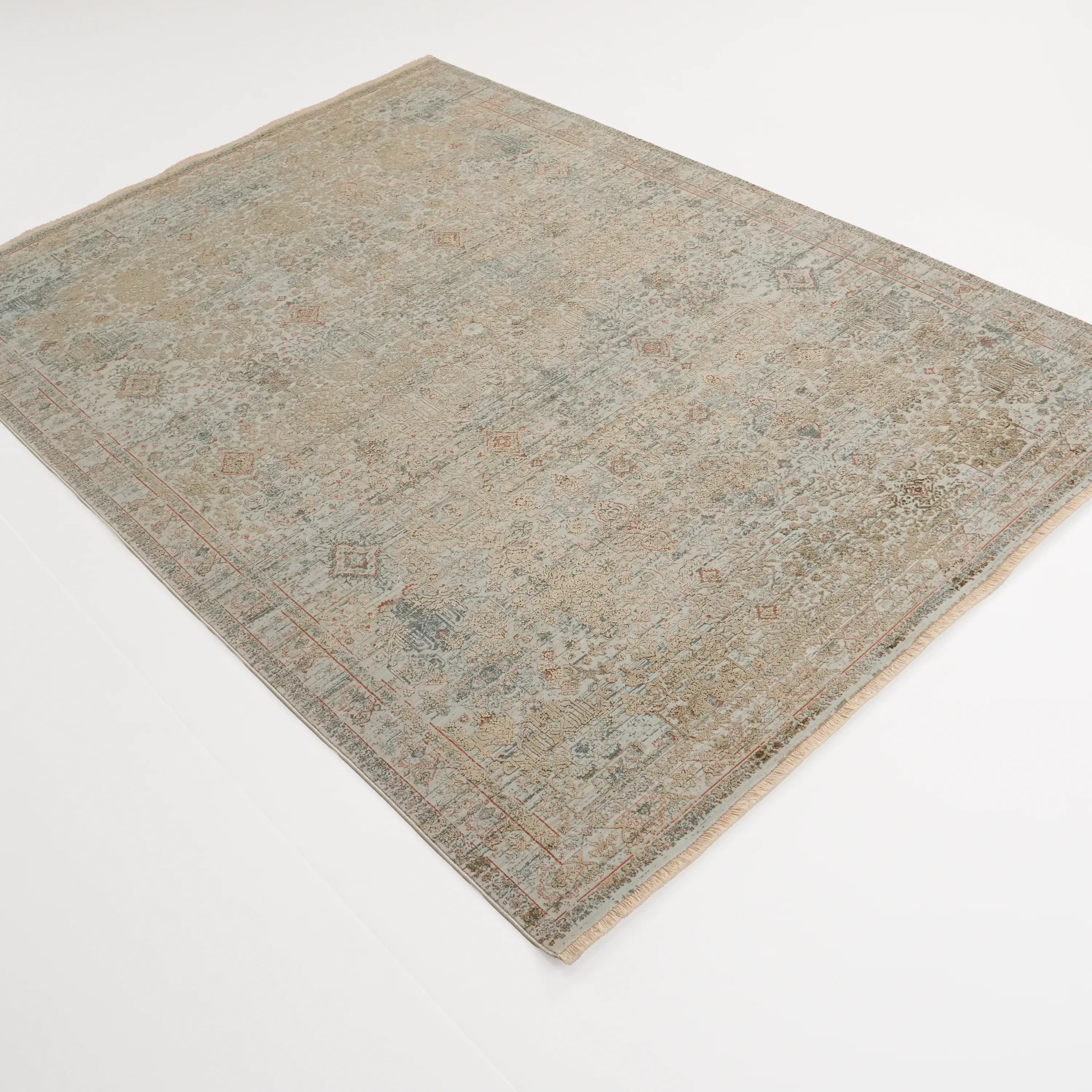 Historia Serisi Vintage Desenli Viskon Gri/Kahverengi Halı