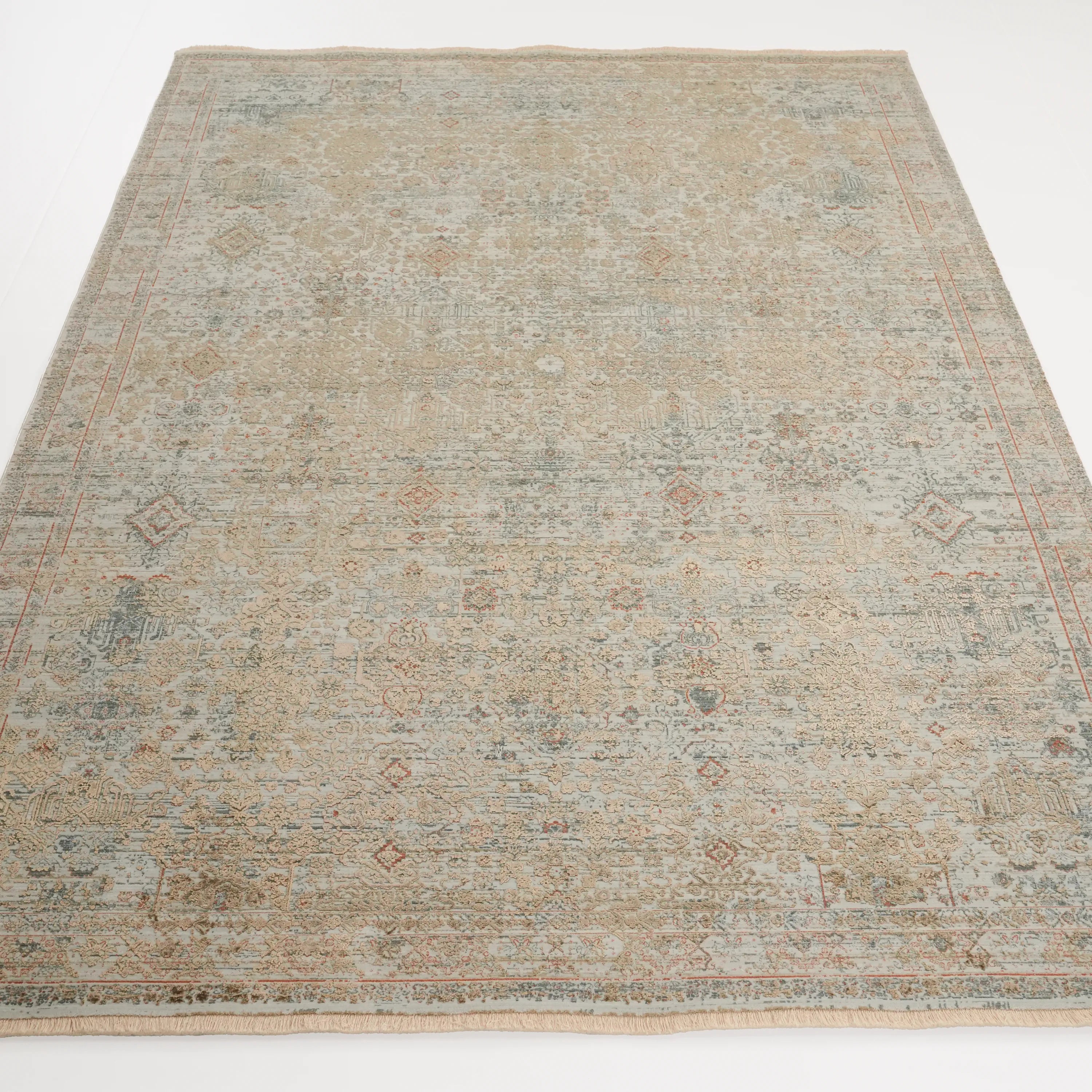 Historia Serisi Vintage Desenli Viskon Gri/Kahverengi Halı