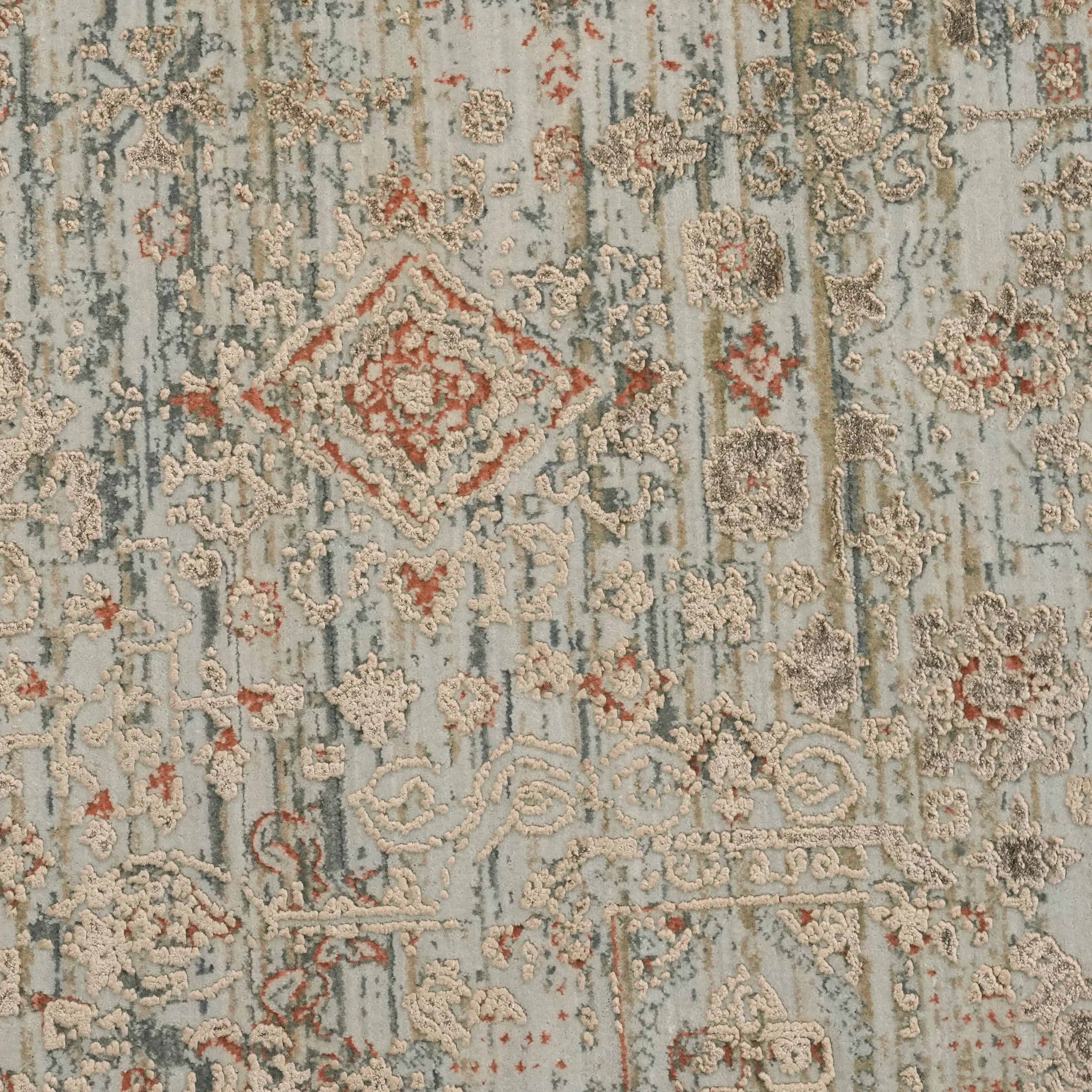 Historia Serisi Vintage Desenli Viskon Gri/Kahverengi Halı