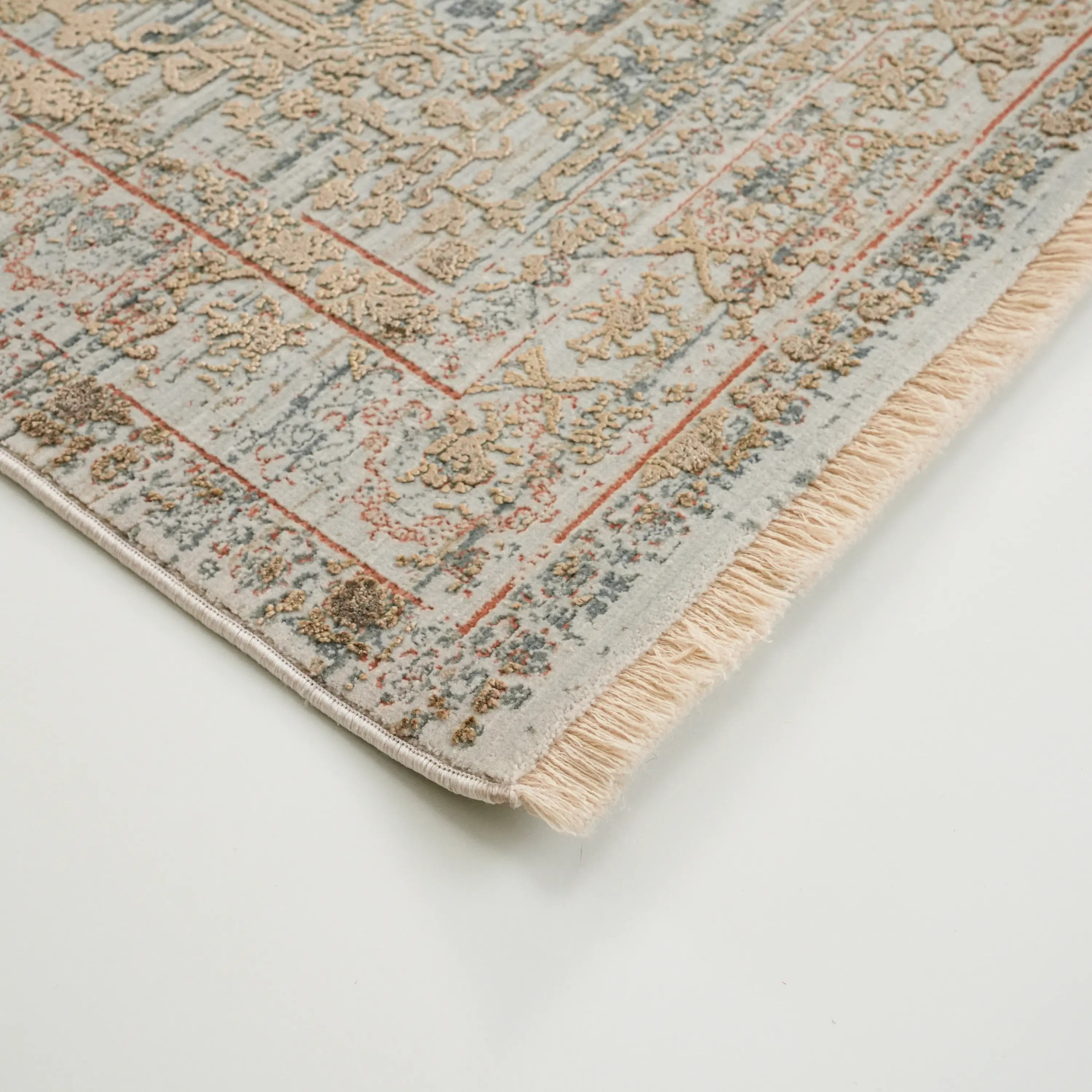 Historia Serisi Vintage Desenli Viskon Gri/Kahverengi Halı