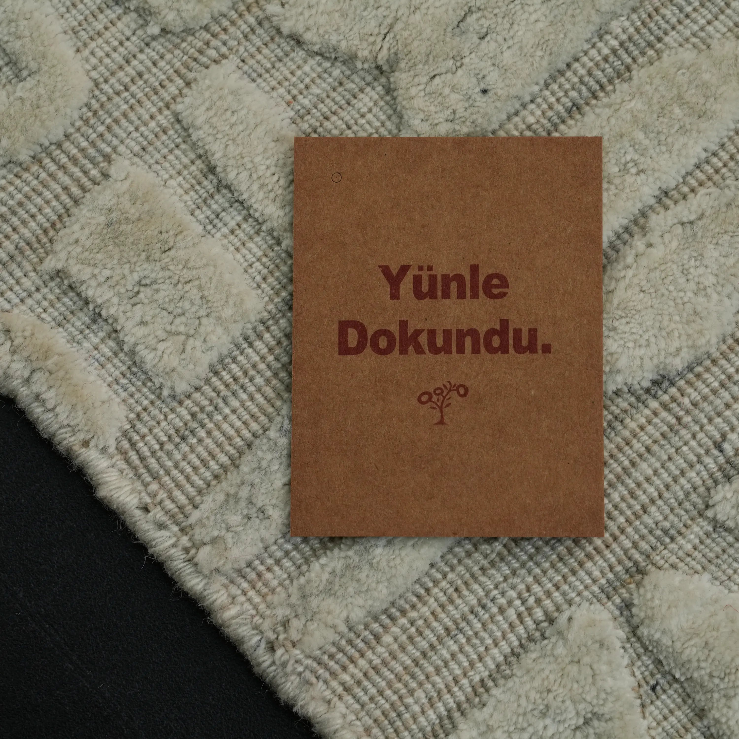 Ihlara Series Handwoven Geometric Patterned Wool Cream Rug