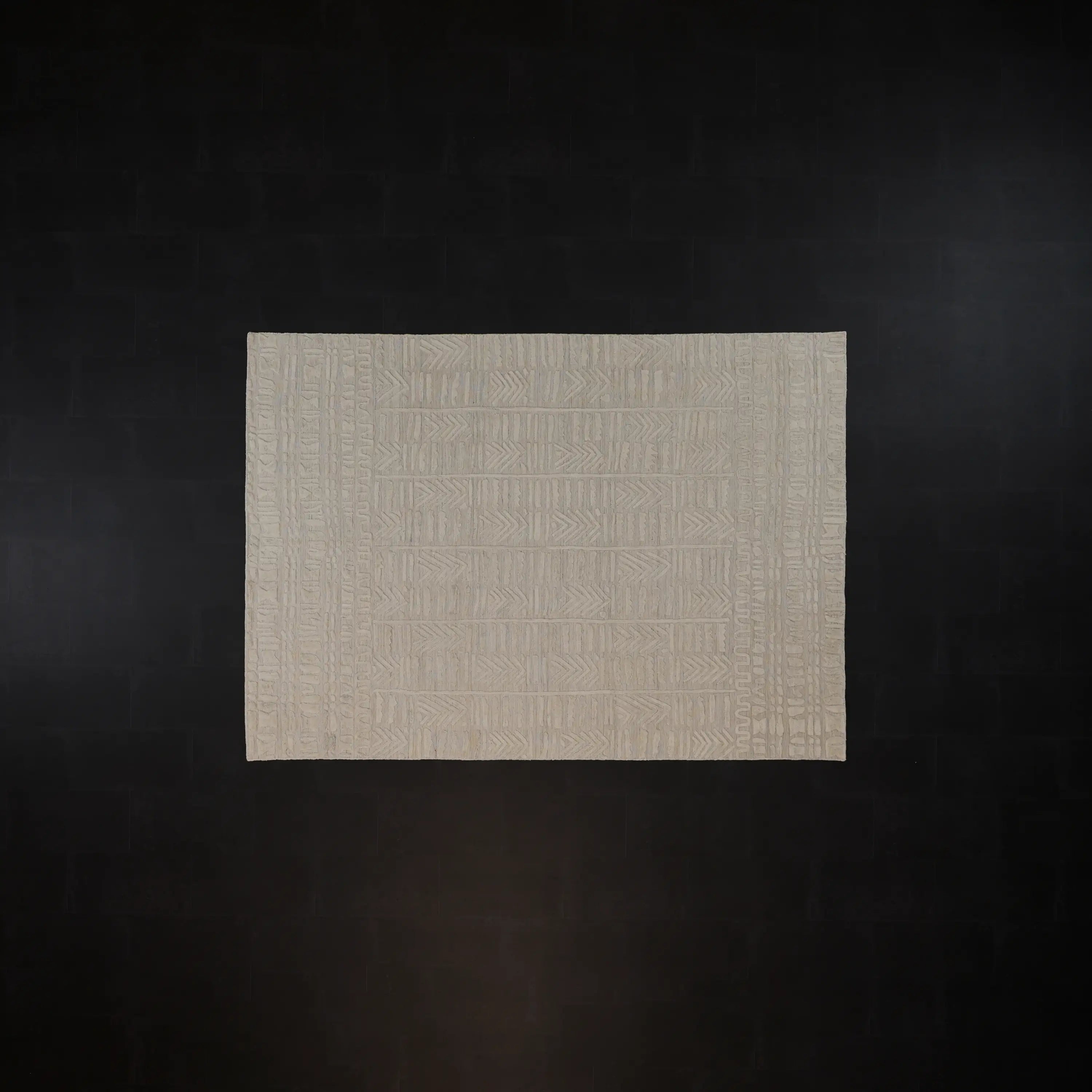 Ihlara Series Handwoven Geometric Patterned Wool Cream Rug