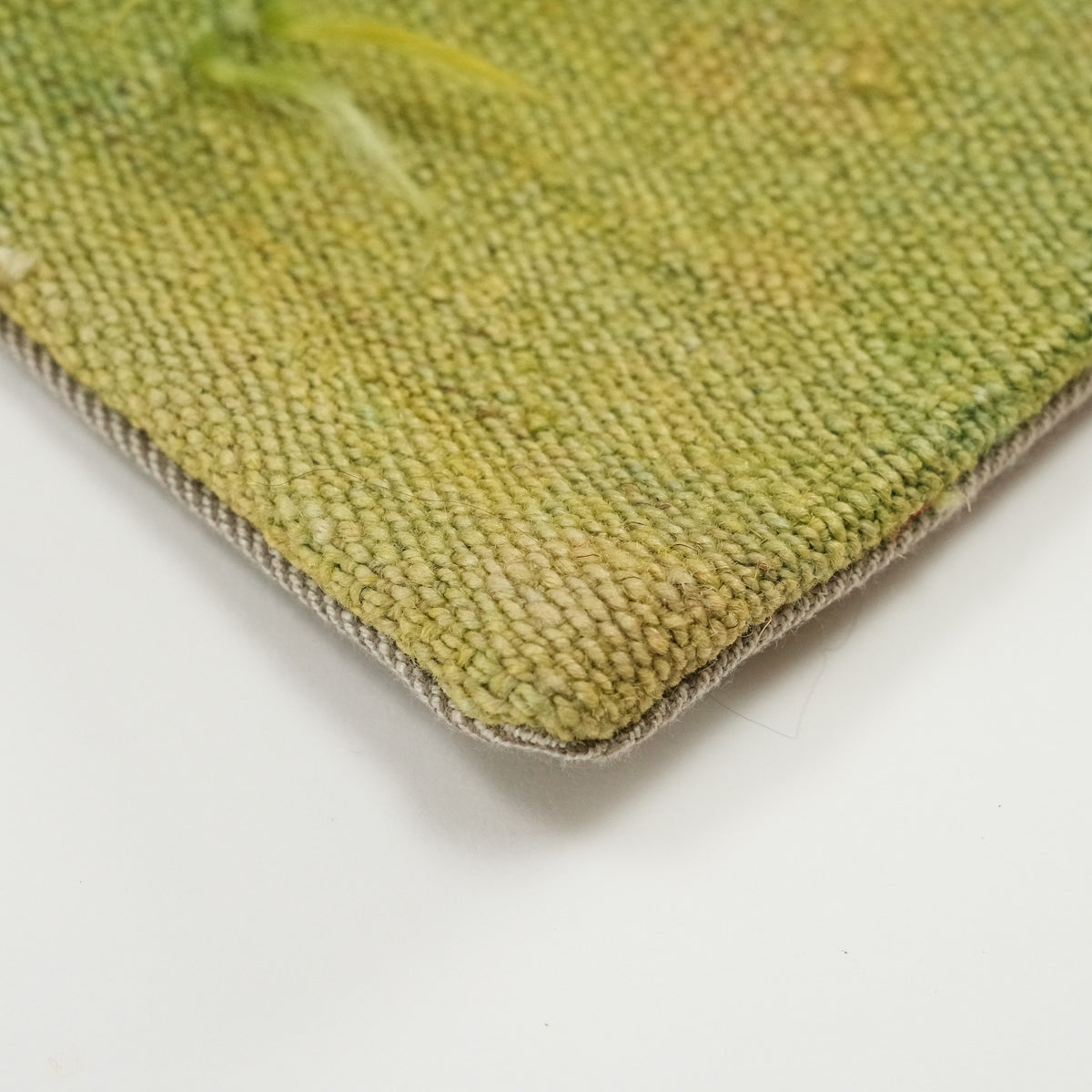 Green Plain Handwoven Wool Cushion Covers, Set of Two — 40x60 cm