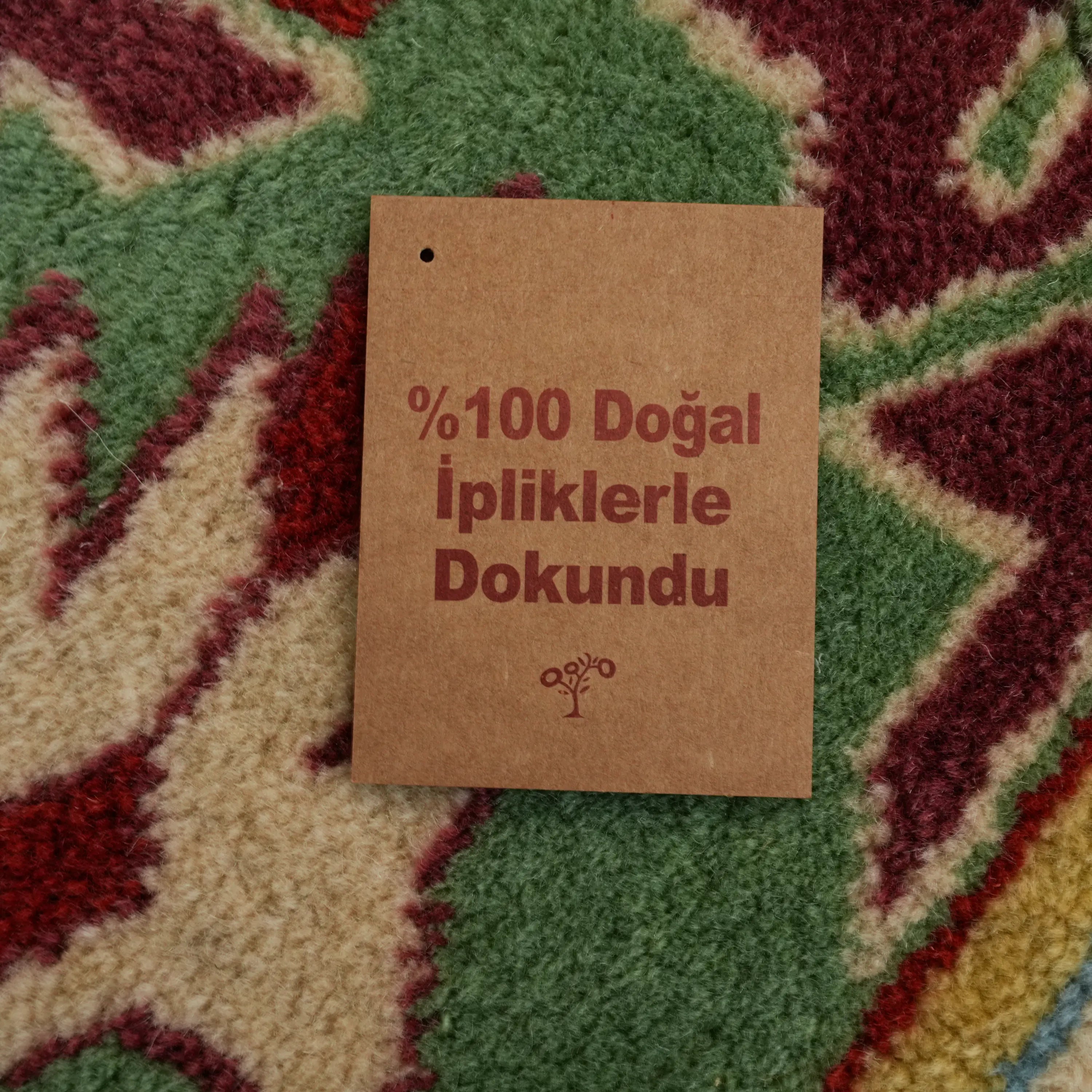 Second Hand Anatolian Patterned Handwoven Cream Yörük Carpet