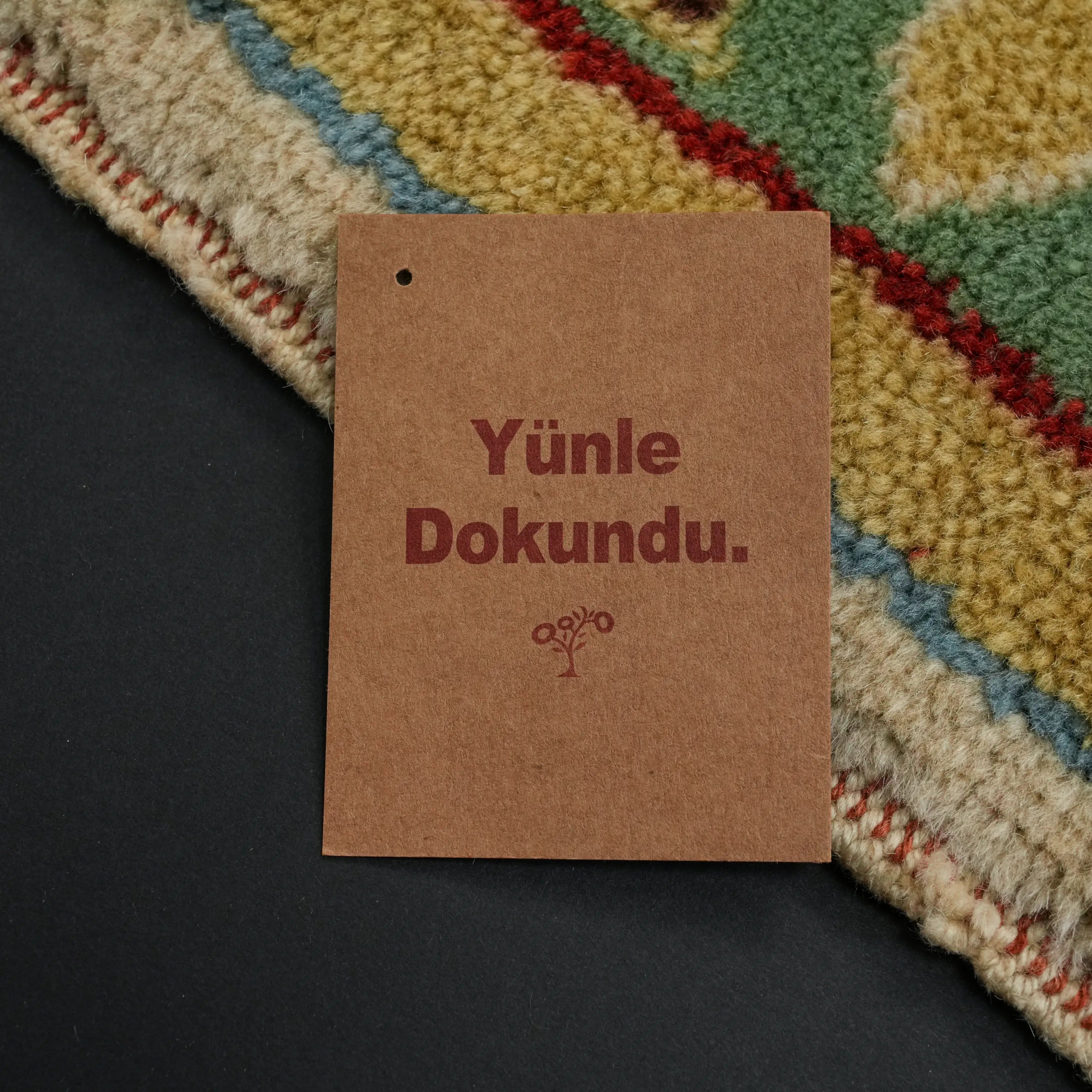 Second Hand Anatolian Patterned Handwoven Cream Yörük Carpet