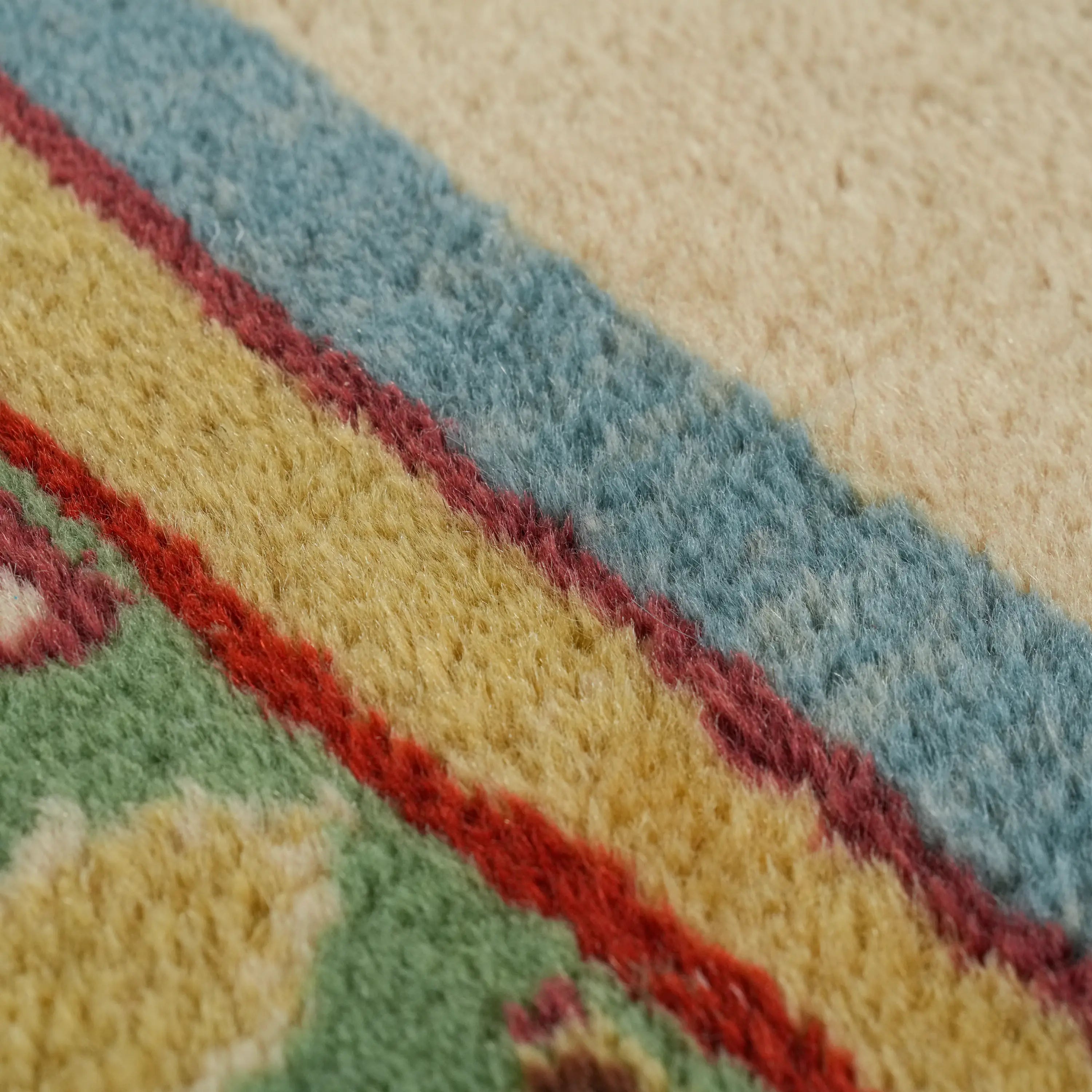 Second Hand Anatolian Patterned Handwoven Cream Yörük Carpet