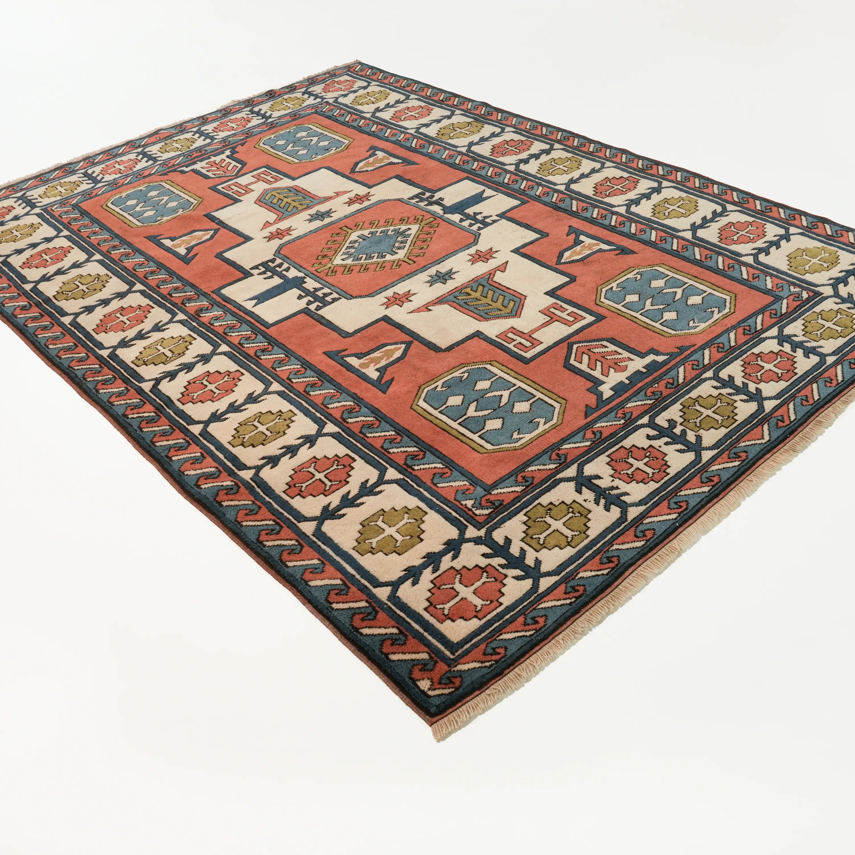 İkinci El Anadolu Desenli El Dokuma Rengarenk Yün Kars Halısı