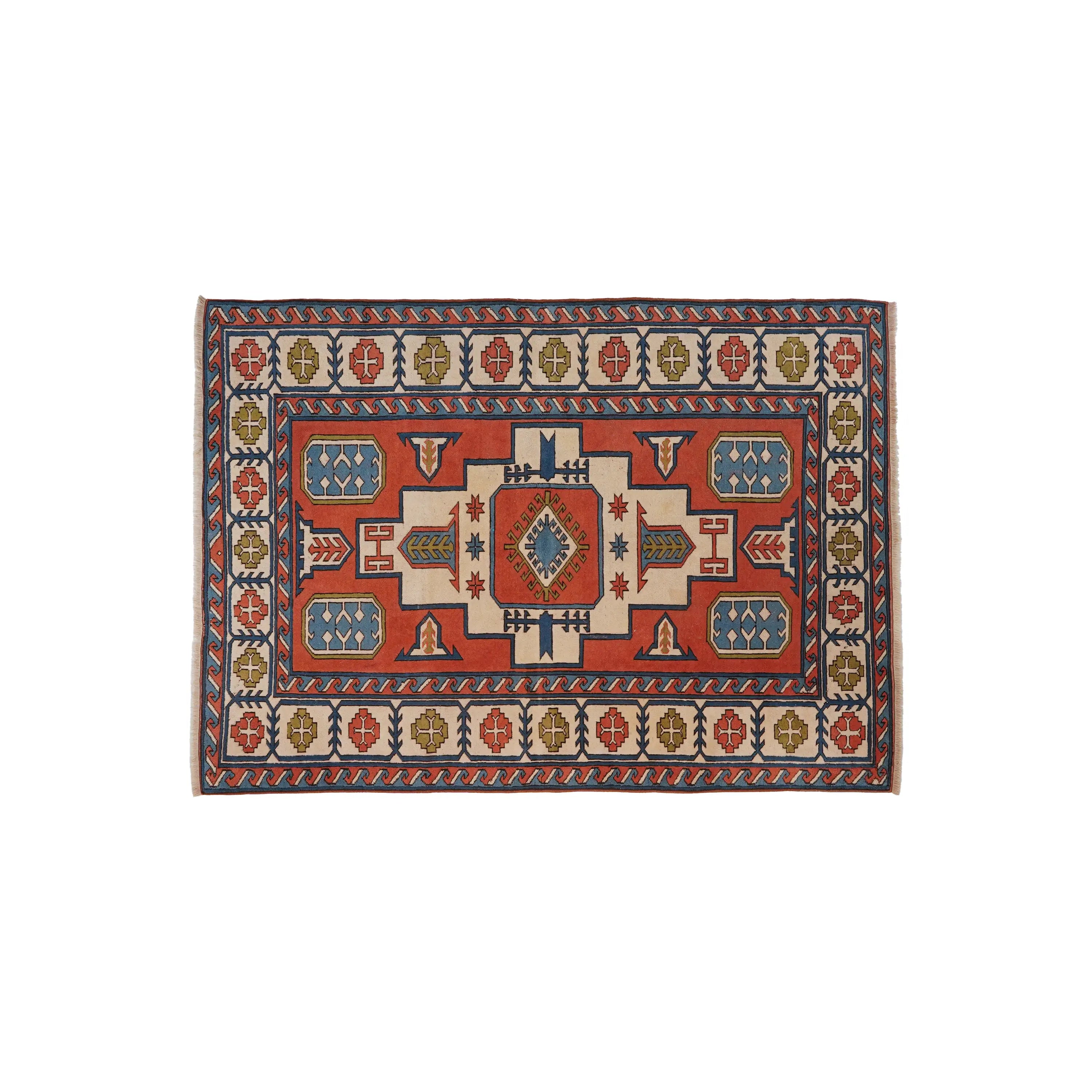 İkinci El Anadolu Desenli El Dokuma Rengarenk Yün Kars Halısı