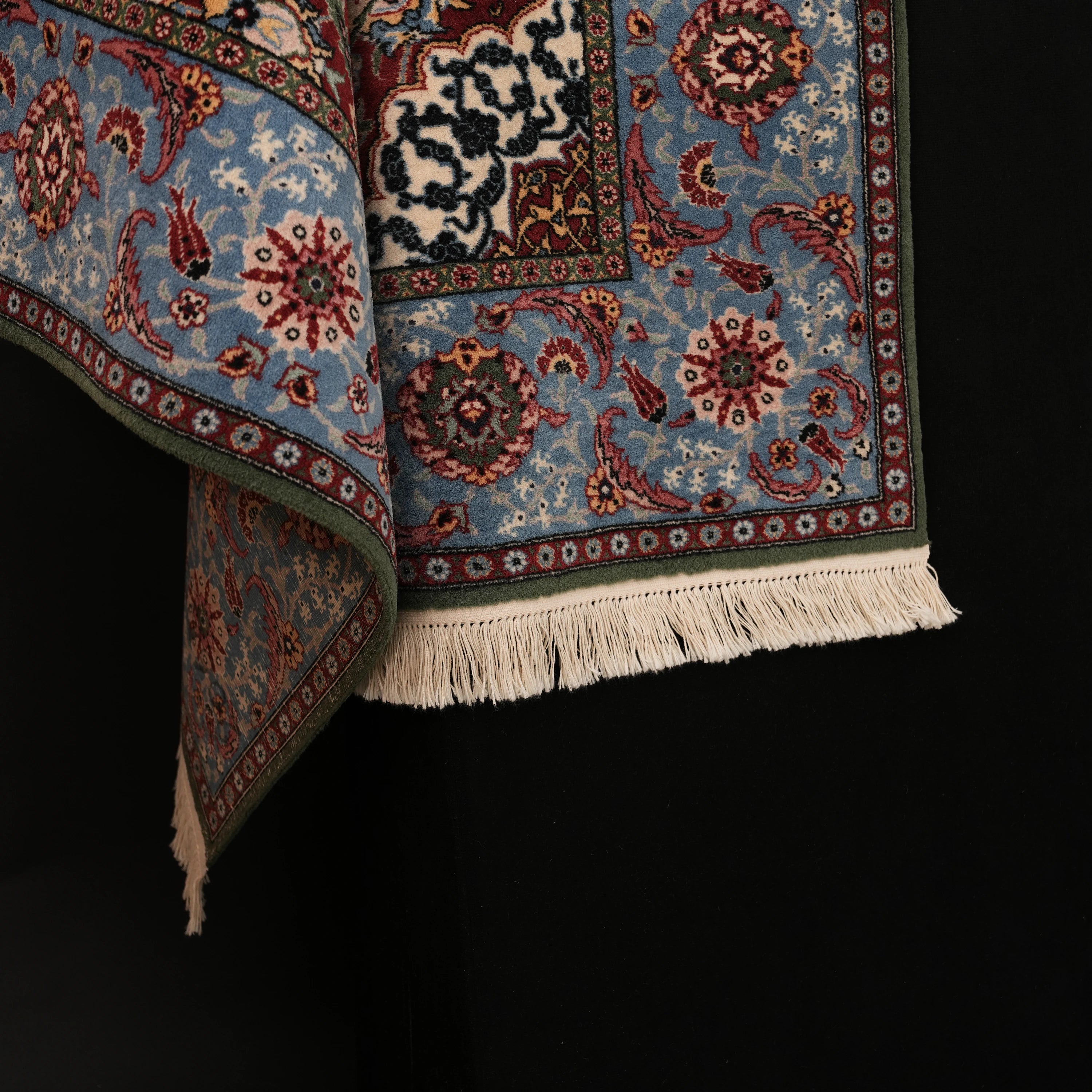 İkinci El Hereke Çeşmi Bülbül Desenli El Dokuma Lacivert Yün Halı