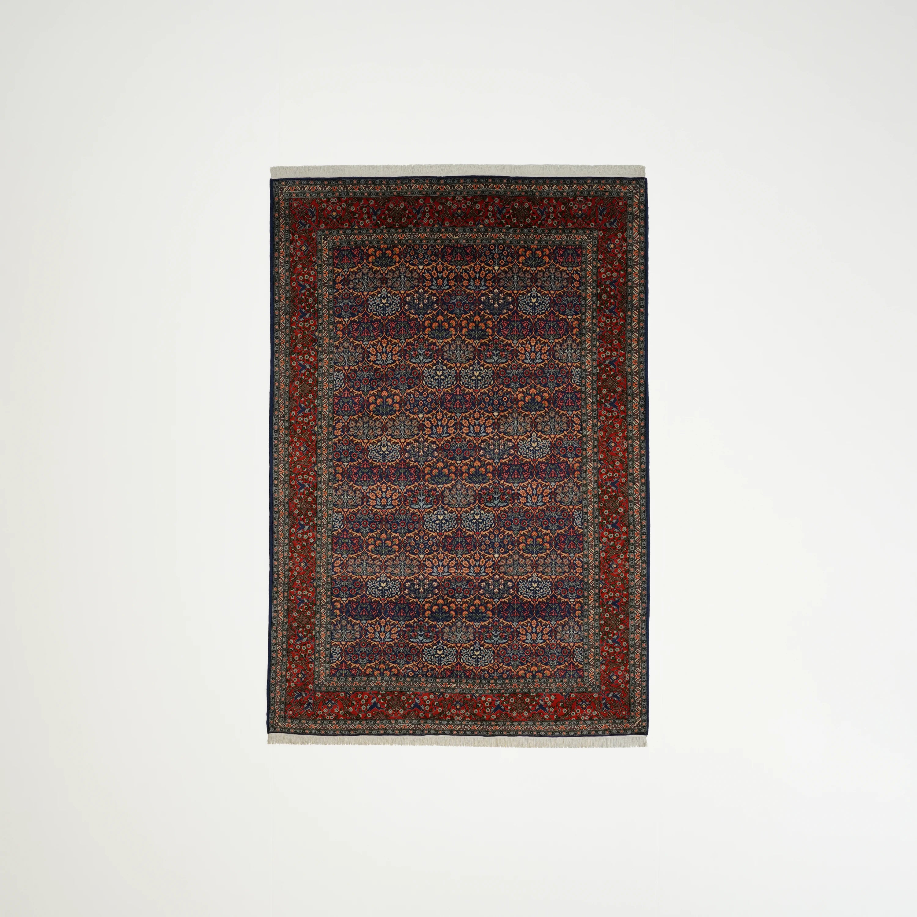 İkinci El Hereke Karpuzlu Desenli El Dokuma Lacivert Yün Halı