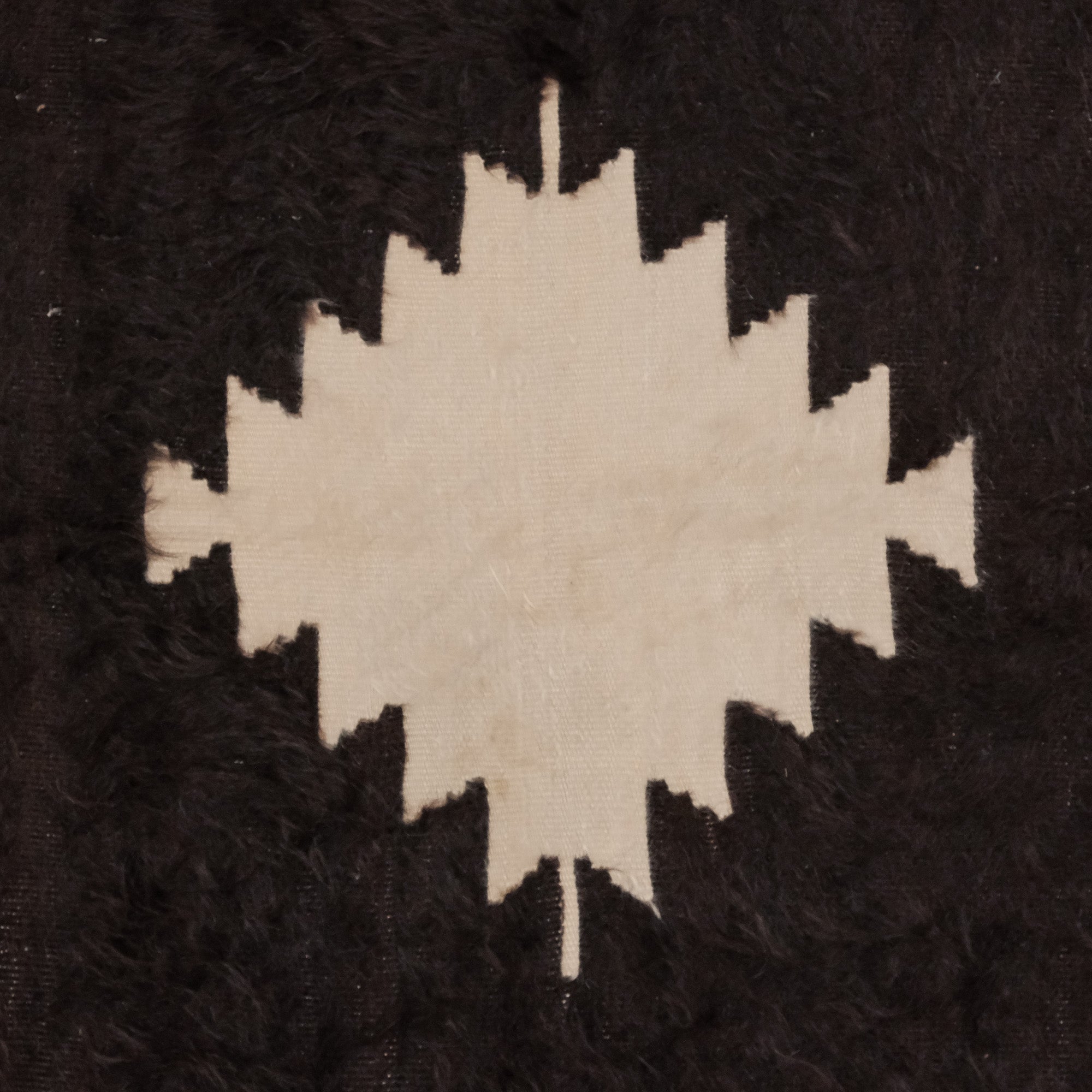 Second Hand Simple Patterned Black Wool Mohair Woven Siirt Rug