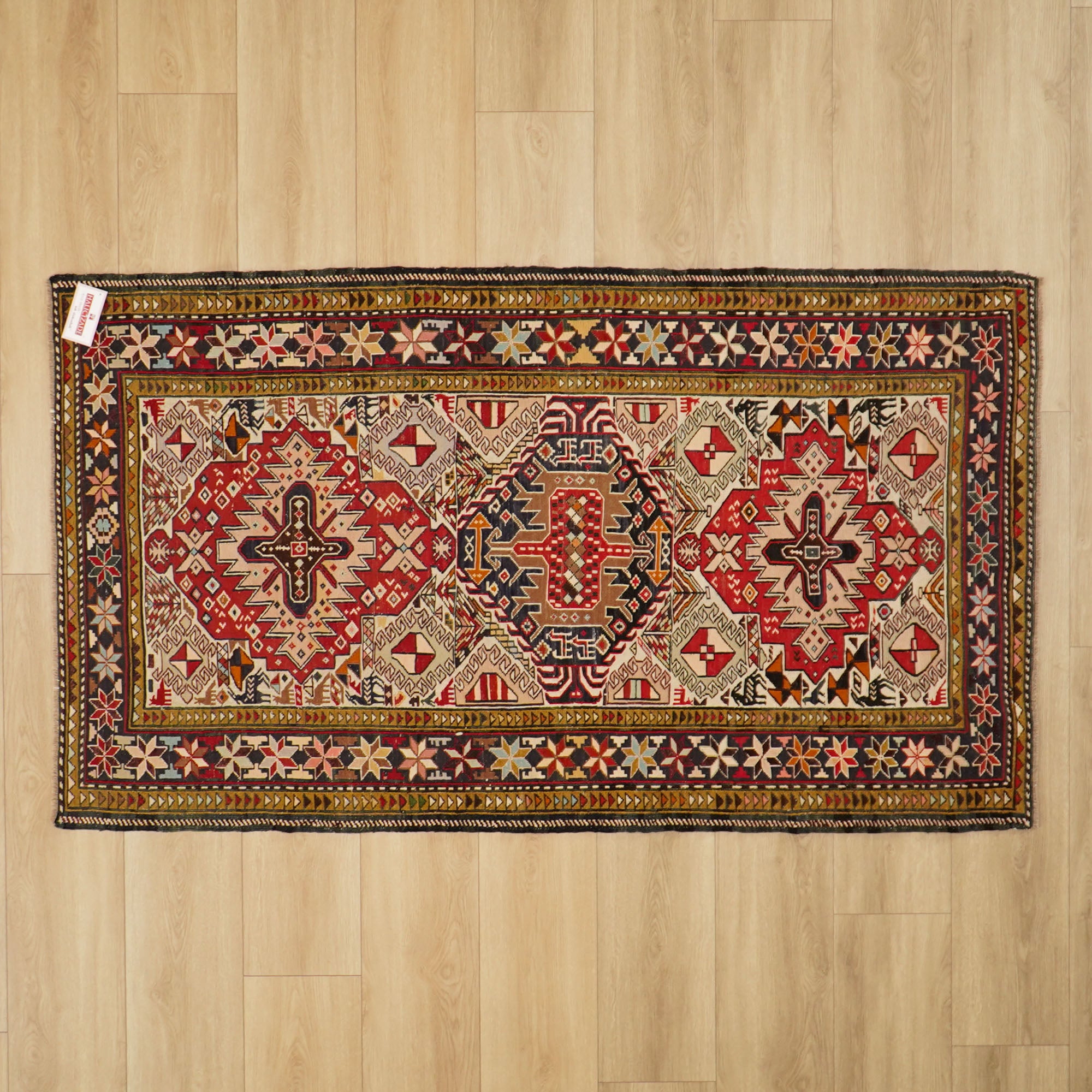 Otantik Desenli Şahseven El Dokuma İpekli Sumak Kilim