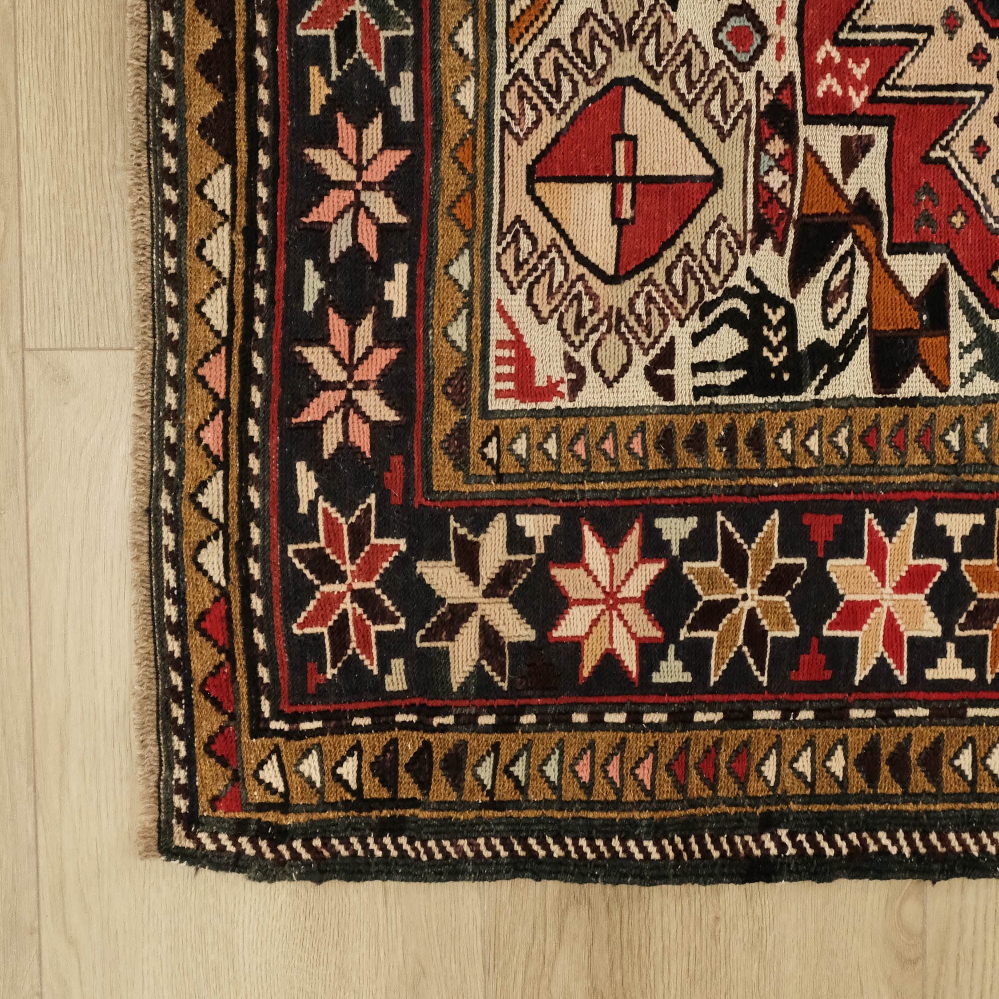 Otantik Desenli Şahseven El Dokuma İpekli Sumak Kilim