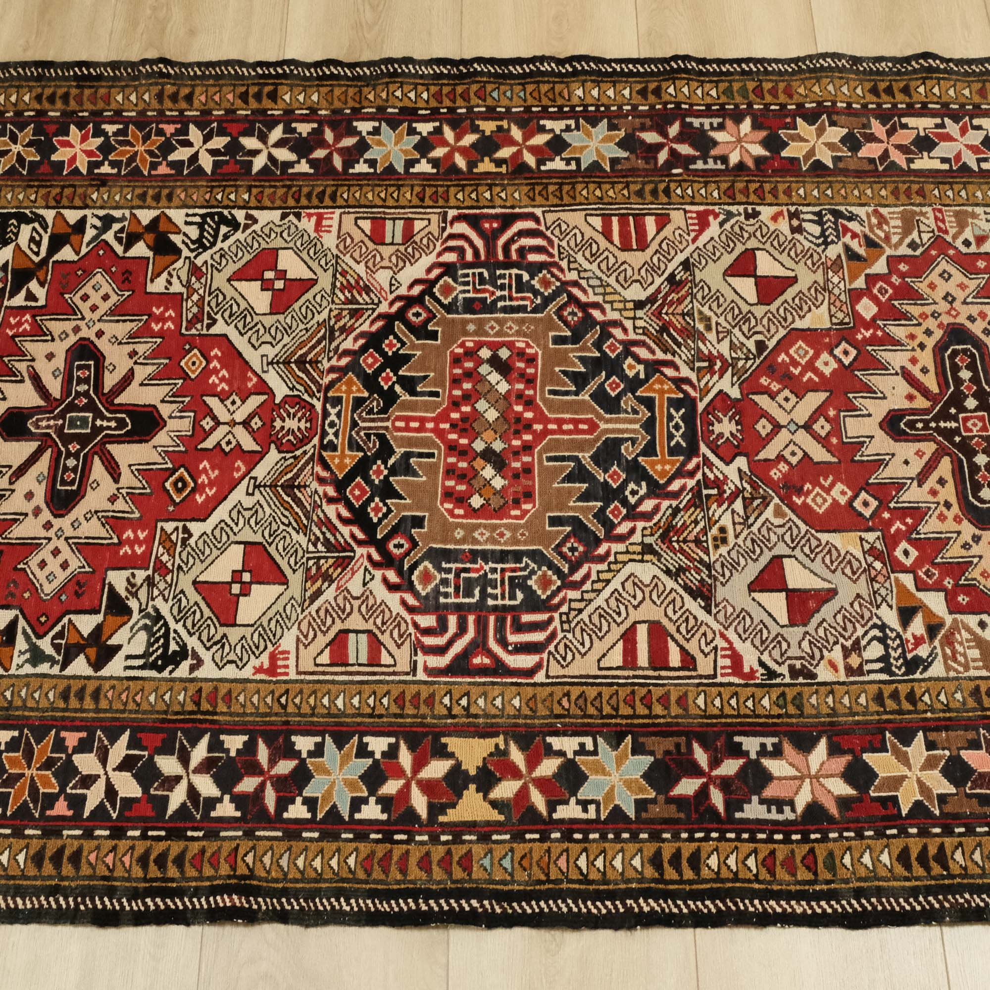 Otantik Desenli Şahseven El Dokuma İpekli Sumak Kilim