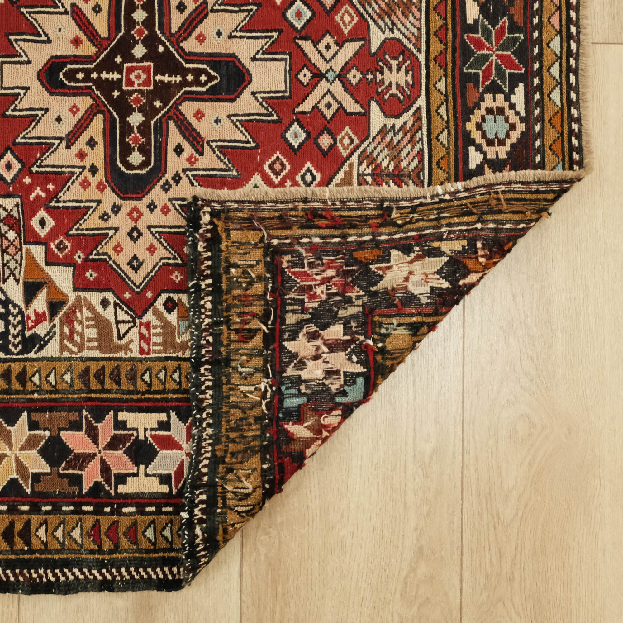 Otantik Desenli Şahseven El Dokuma İpekli Sumak Kilim