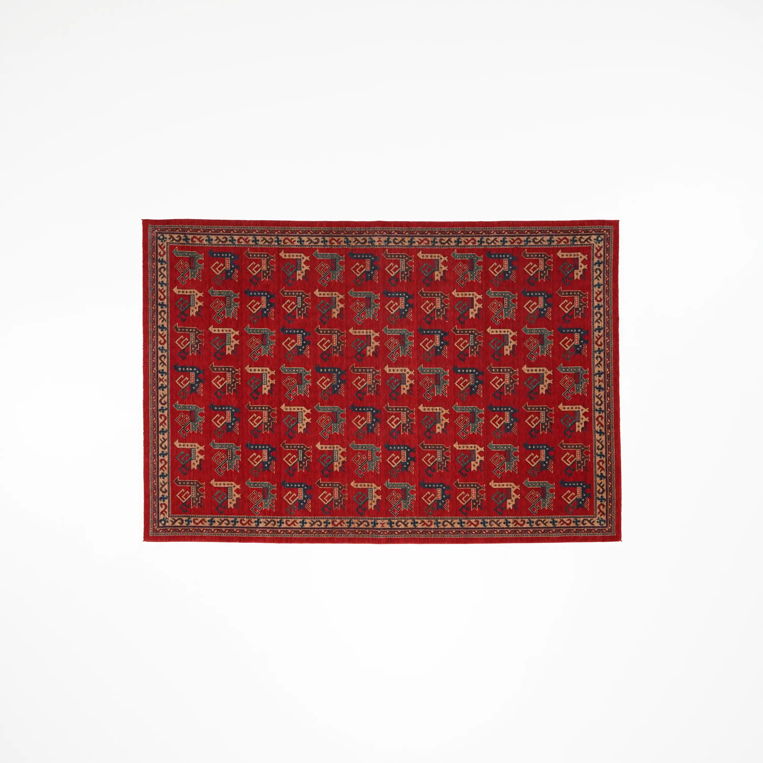 Kadim Serisi Anadolu Desenli Kırmızı Yün Tezgah Dokuma Halı