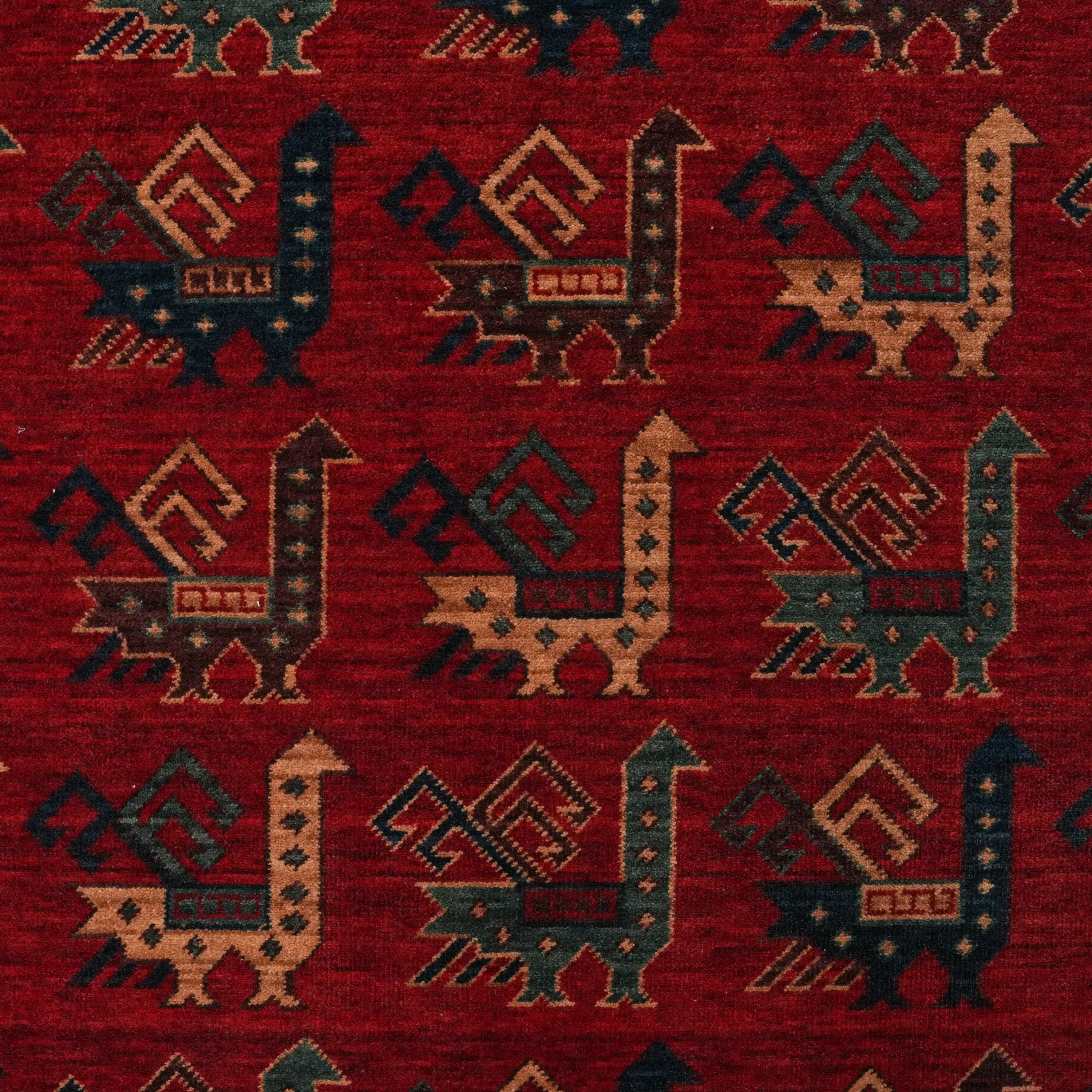 Kadim Serisi Anadolu Desenli Kırmızı Yün Tezgah Dokuma Halı