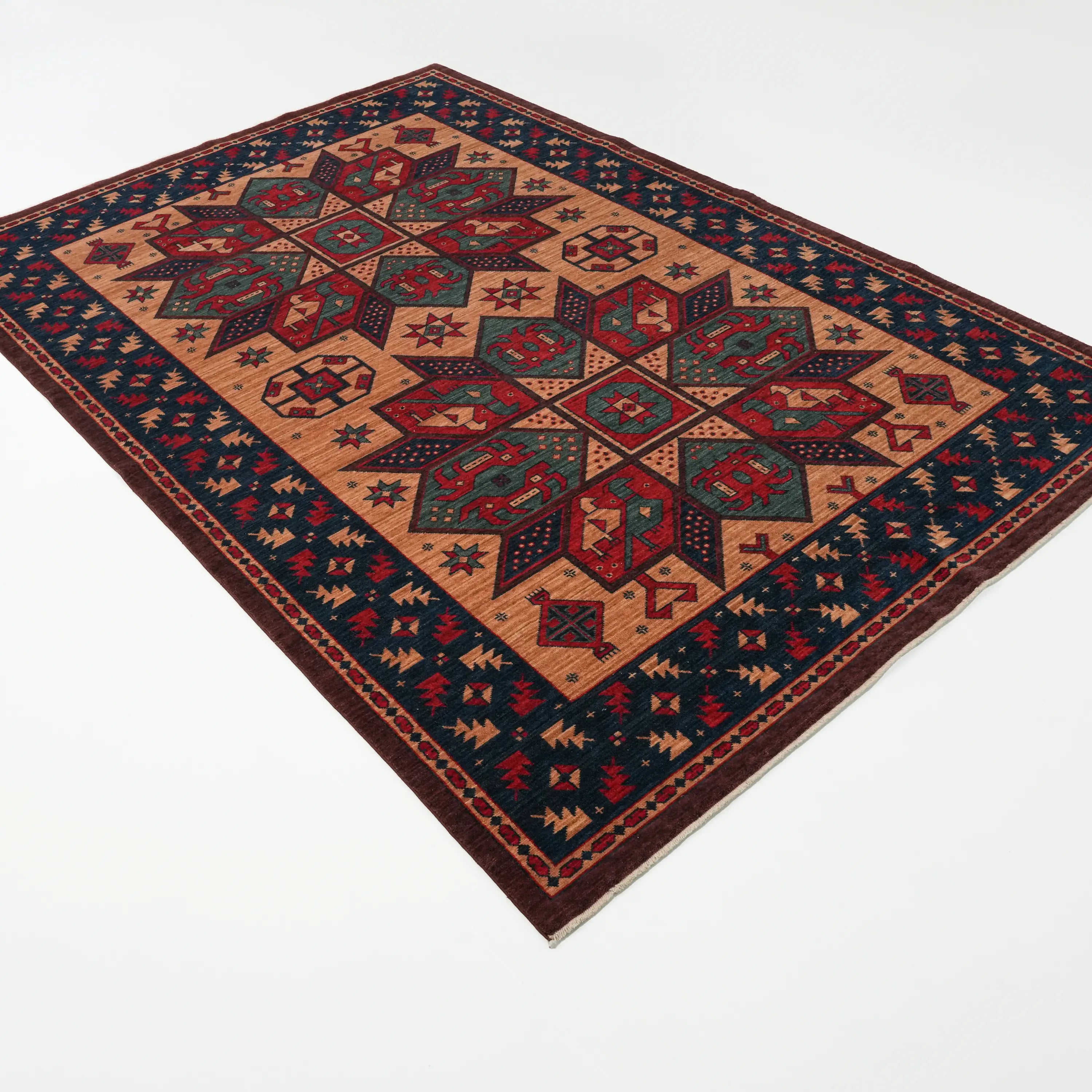 Kadim Series Anatolian Pattern Colorful Wool Loom Woven Rug