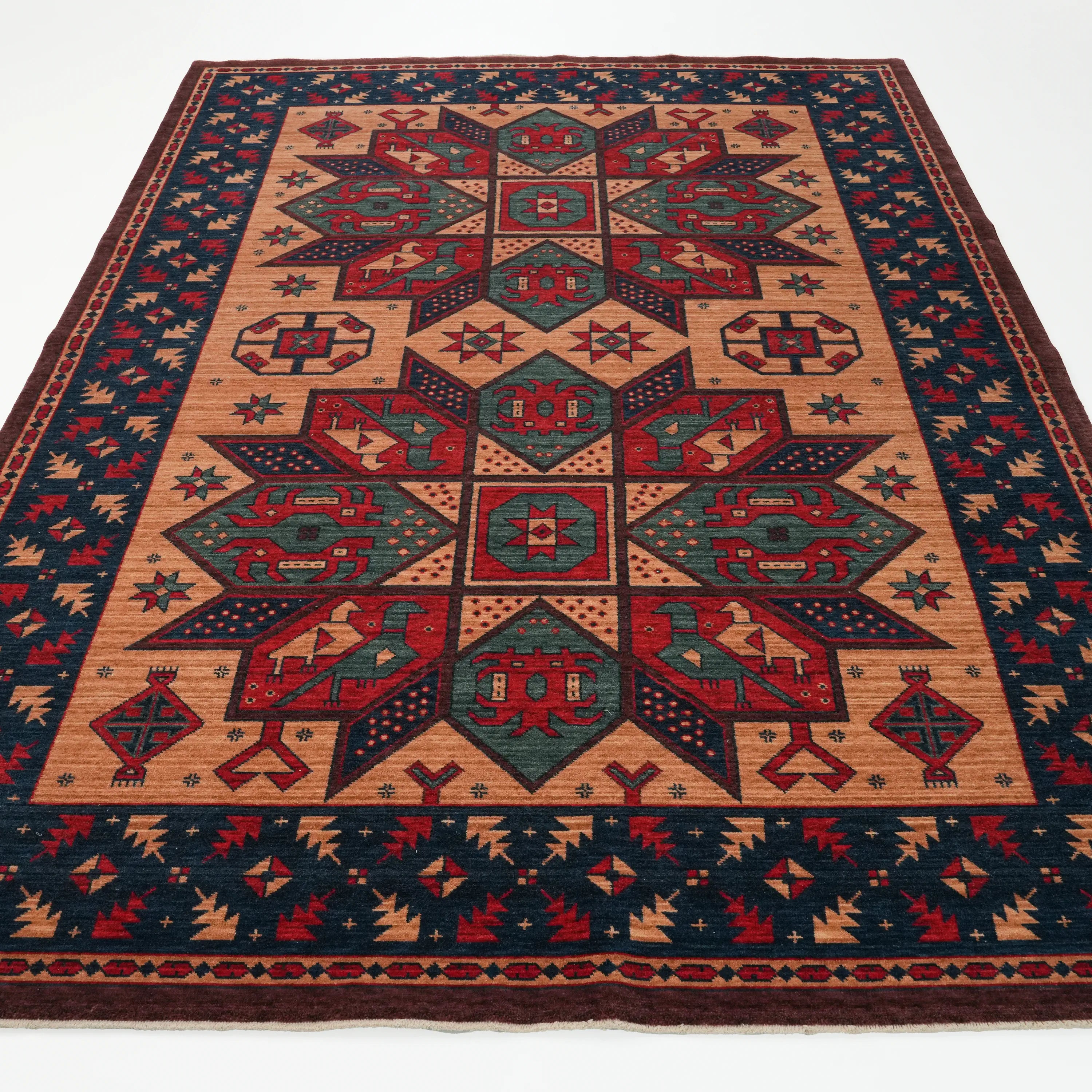 Kadim Series Anatolian Pattern Colorful Wool Loom Woven Rug