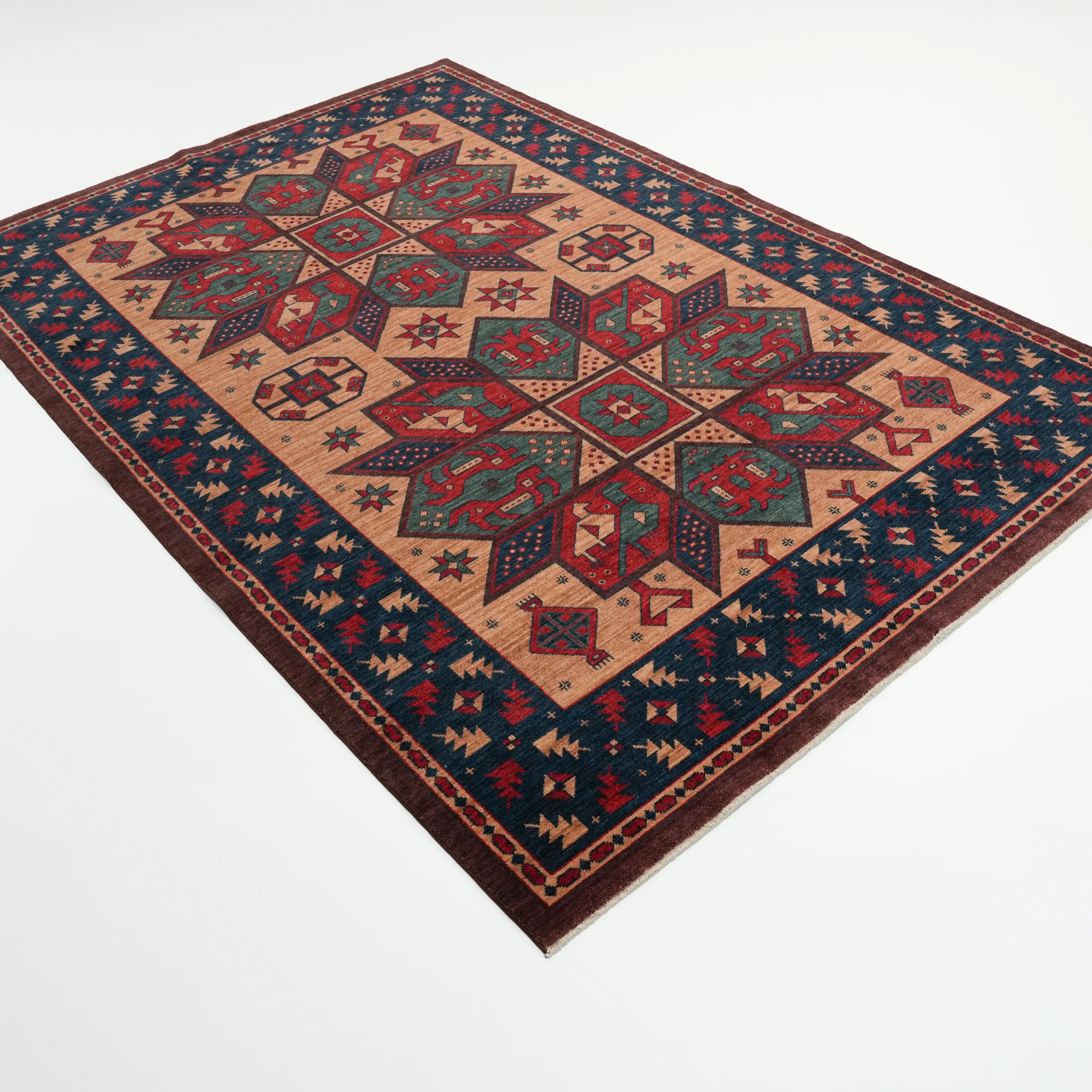 Kadim Series Anatolian Pattern Colorful Wool Loom Woven Rug