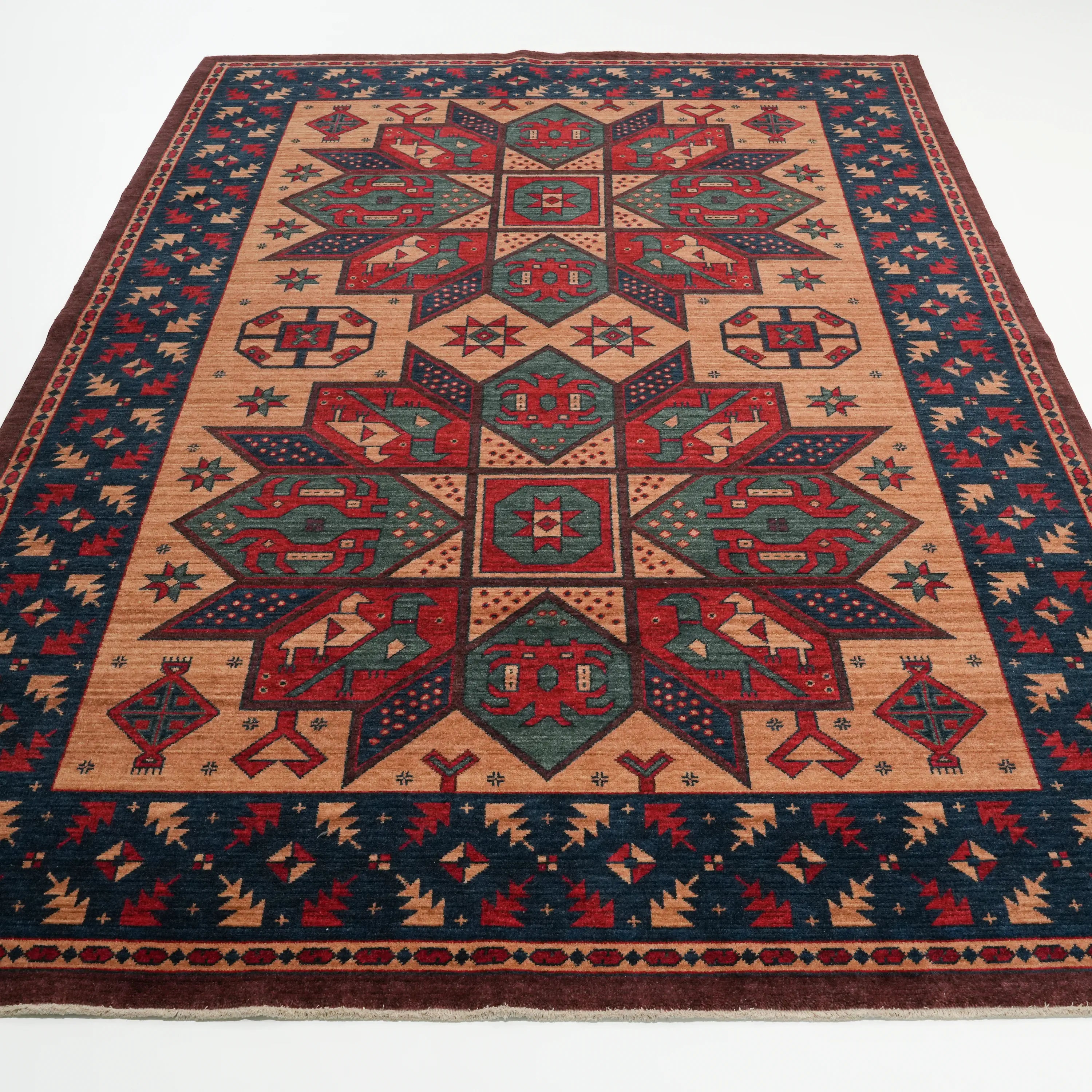 Kadim Series Anatolian Pattern Colorful Wool Loom Woven Rug