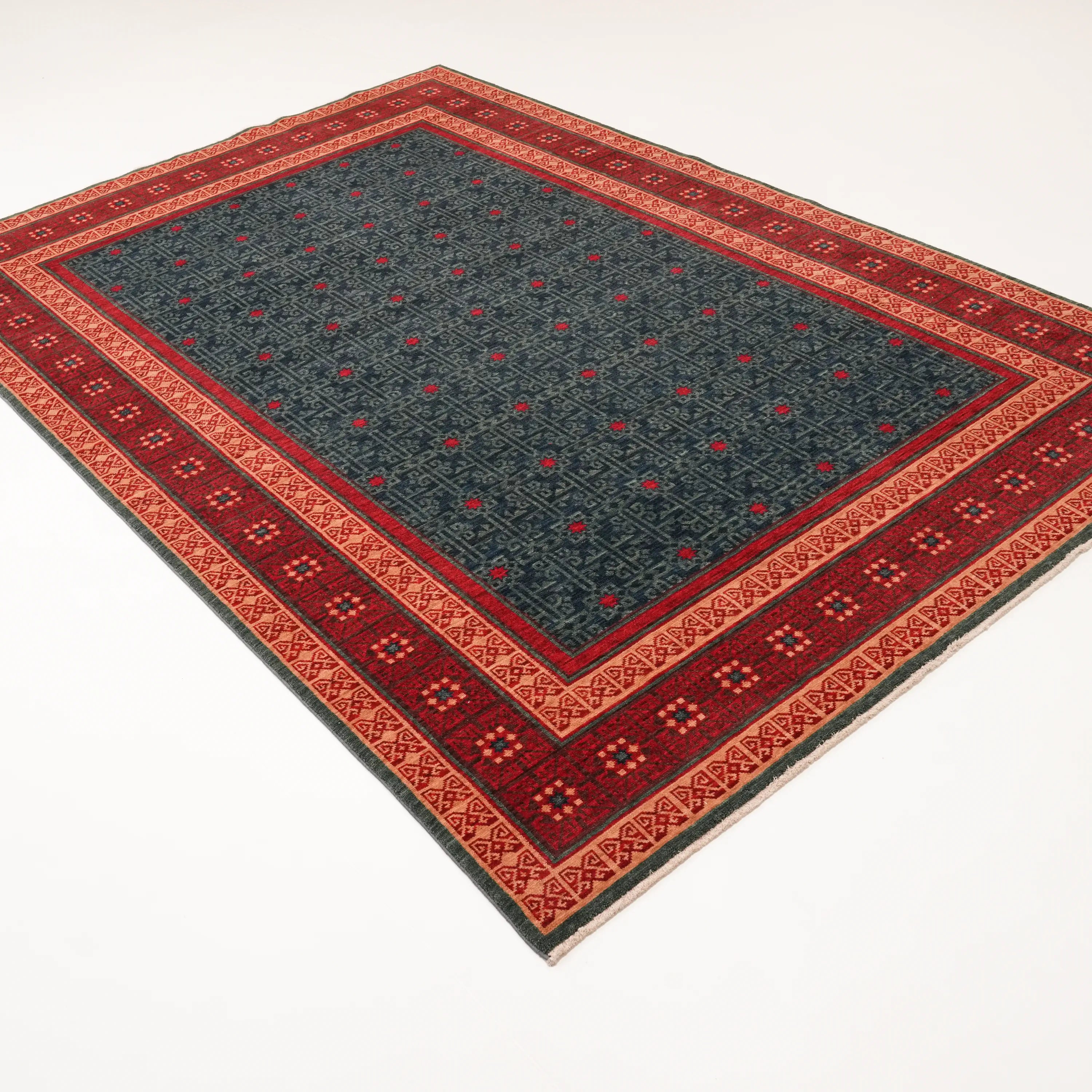 Kadim Serisi Anadolu Desenli Yün Mavi Tezgah Dokuma Halı