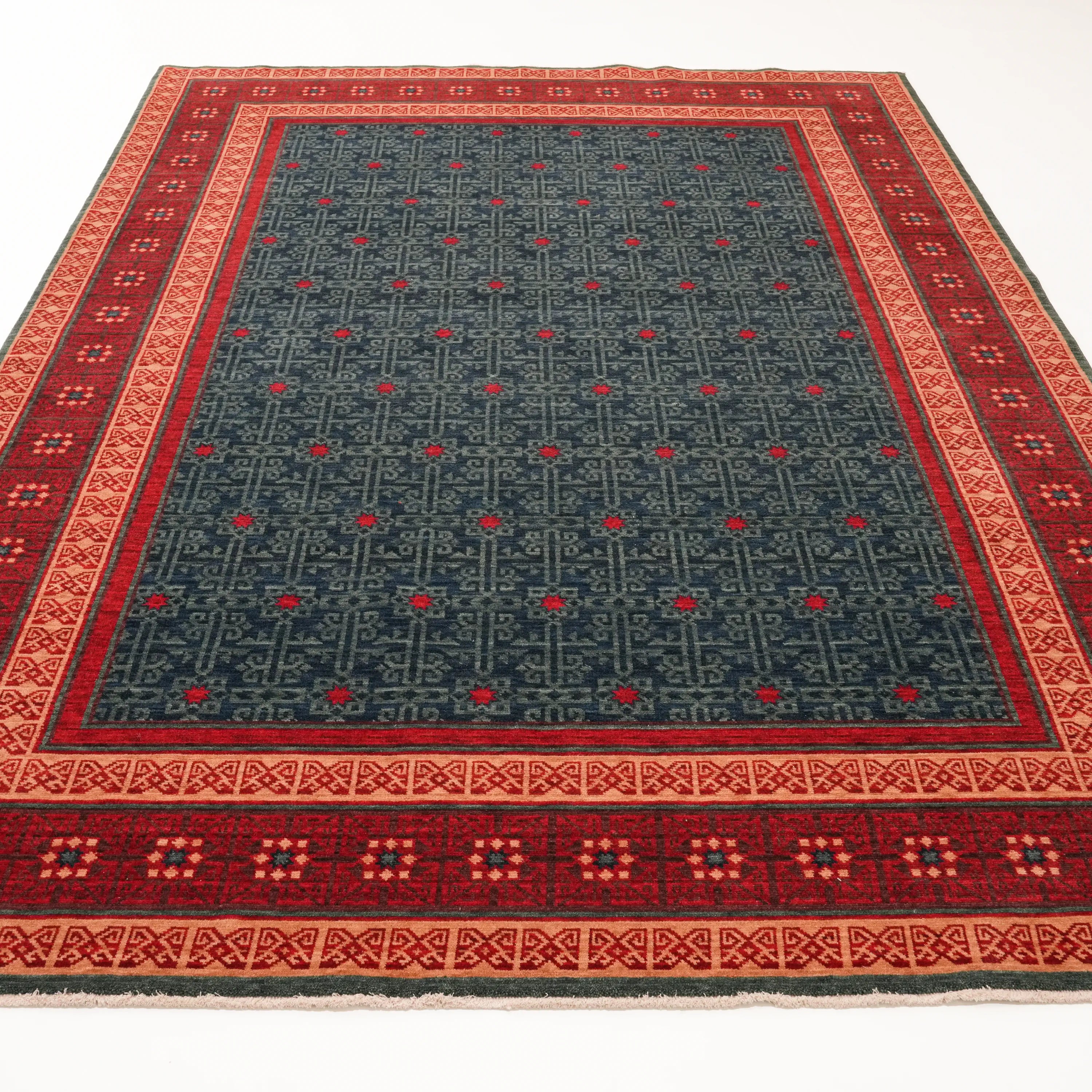 Kadim Serisi Anadolu Desenli Yün Mavi Tezgah Dokuma Halı