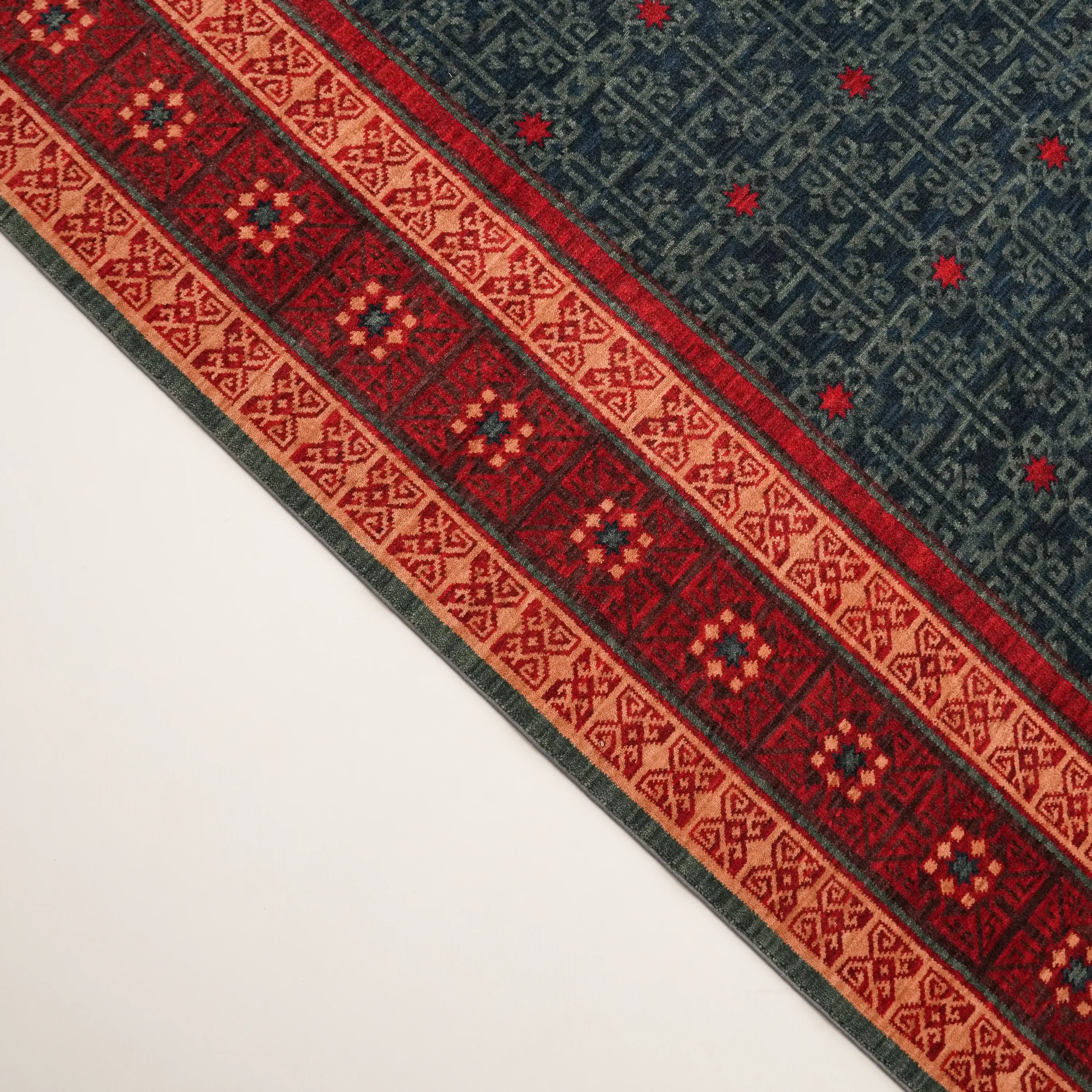 Kadim Serisi Anadolu Desenli Yün Mavi Tezgah Dokuma Halı