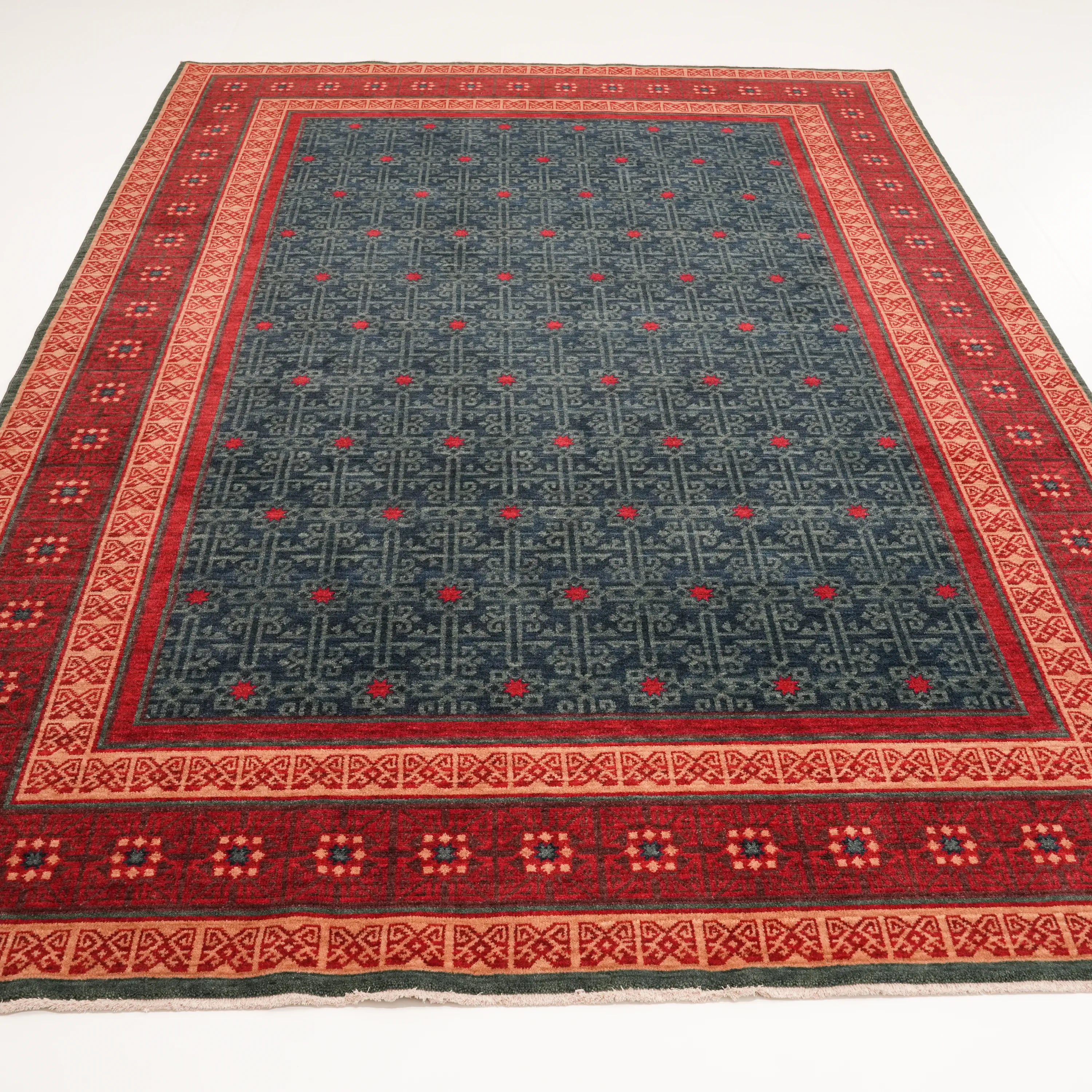 Kadim Serisi Anadolu Desenli Yün Mavi Tezgah Dokuma Halı