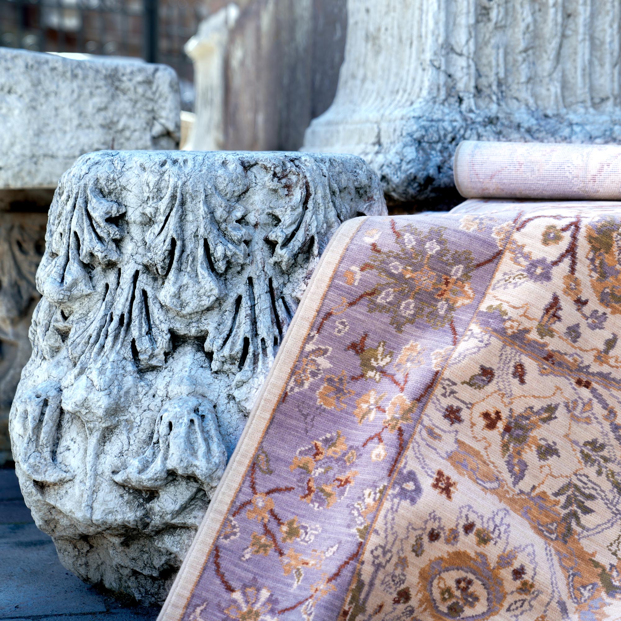 Tempus Serisi Uşak Desenli Bej Vizon Yün Tezgah Dokuma Halı