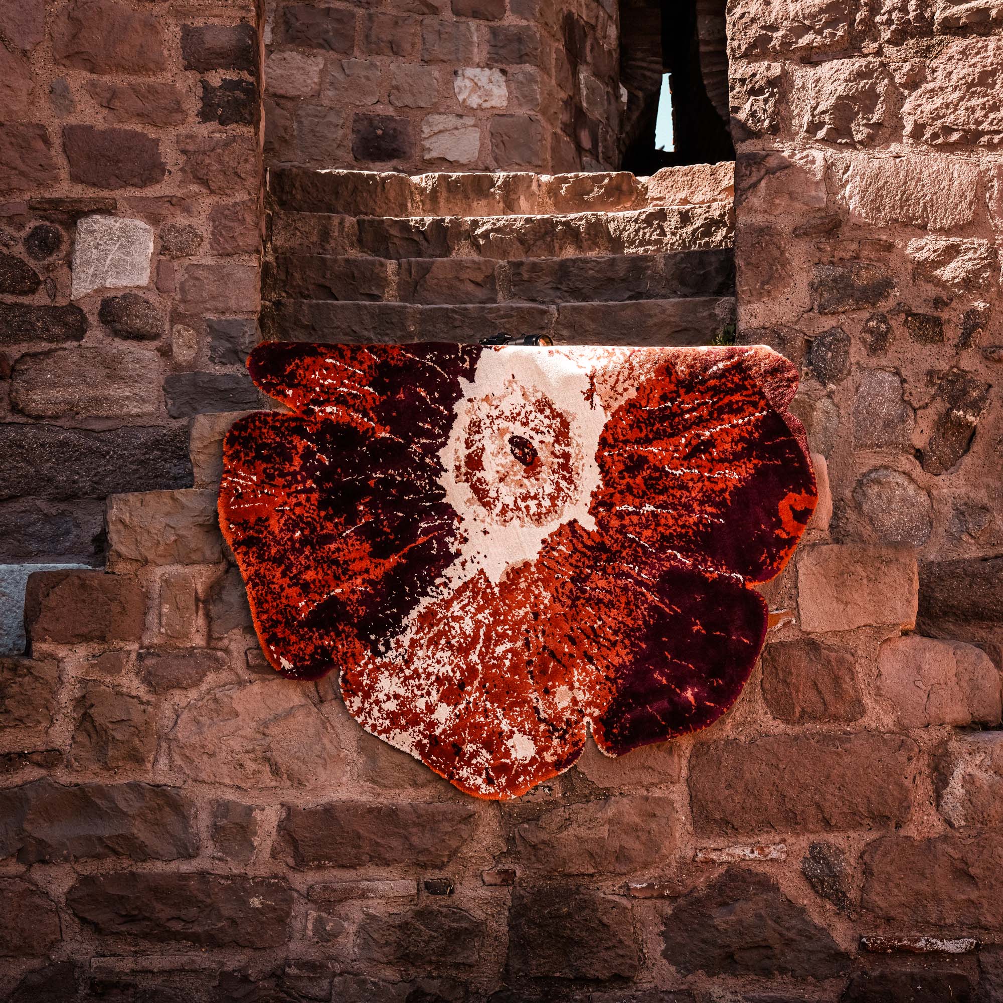 Tempus Series Asymmetrical Floral Cut Orange/Terra Bamboo Special Loom Carpet