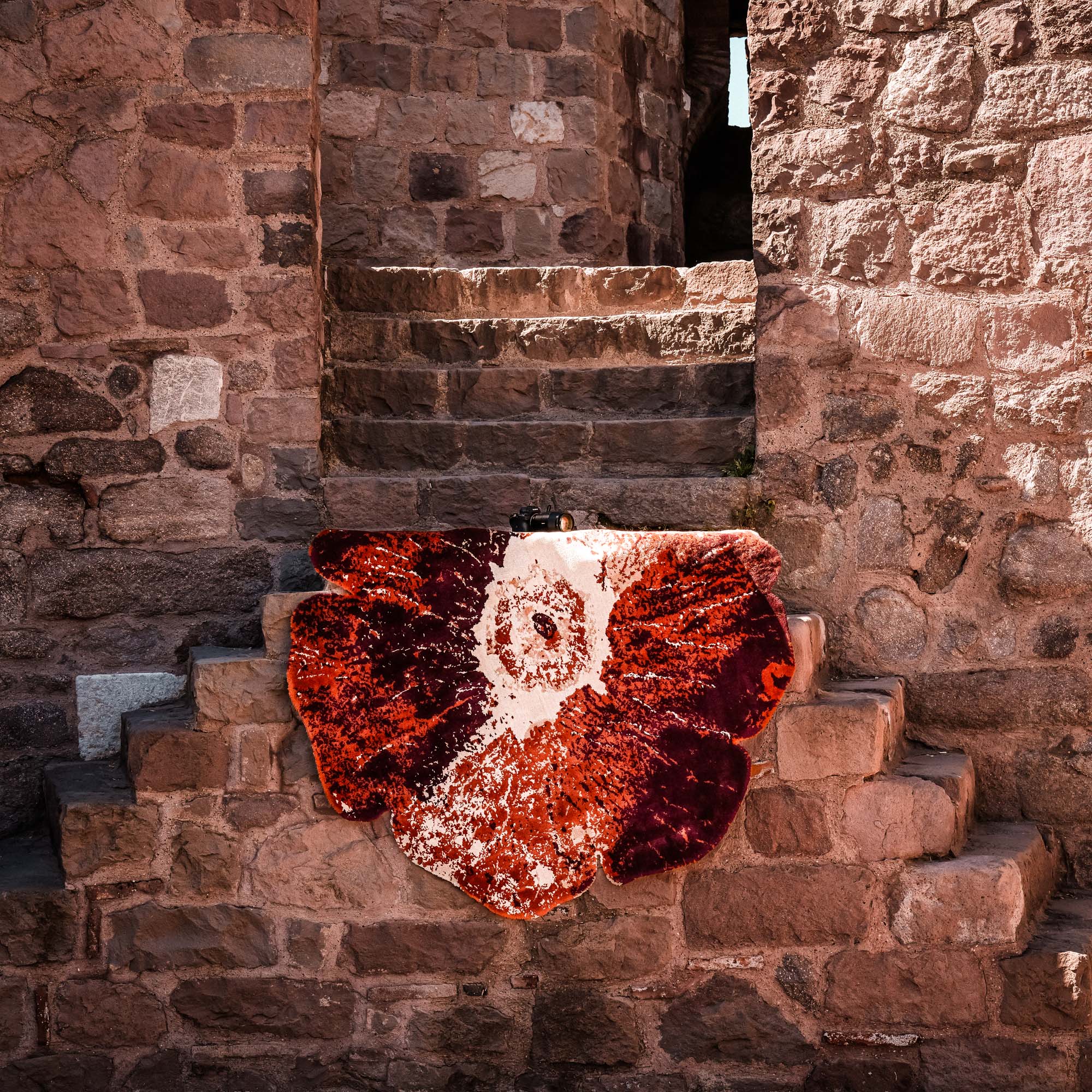 Tempus Series Asymmetrical Floral Cut Orange/Terra Bamboo Special Loom Carpet