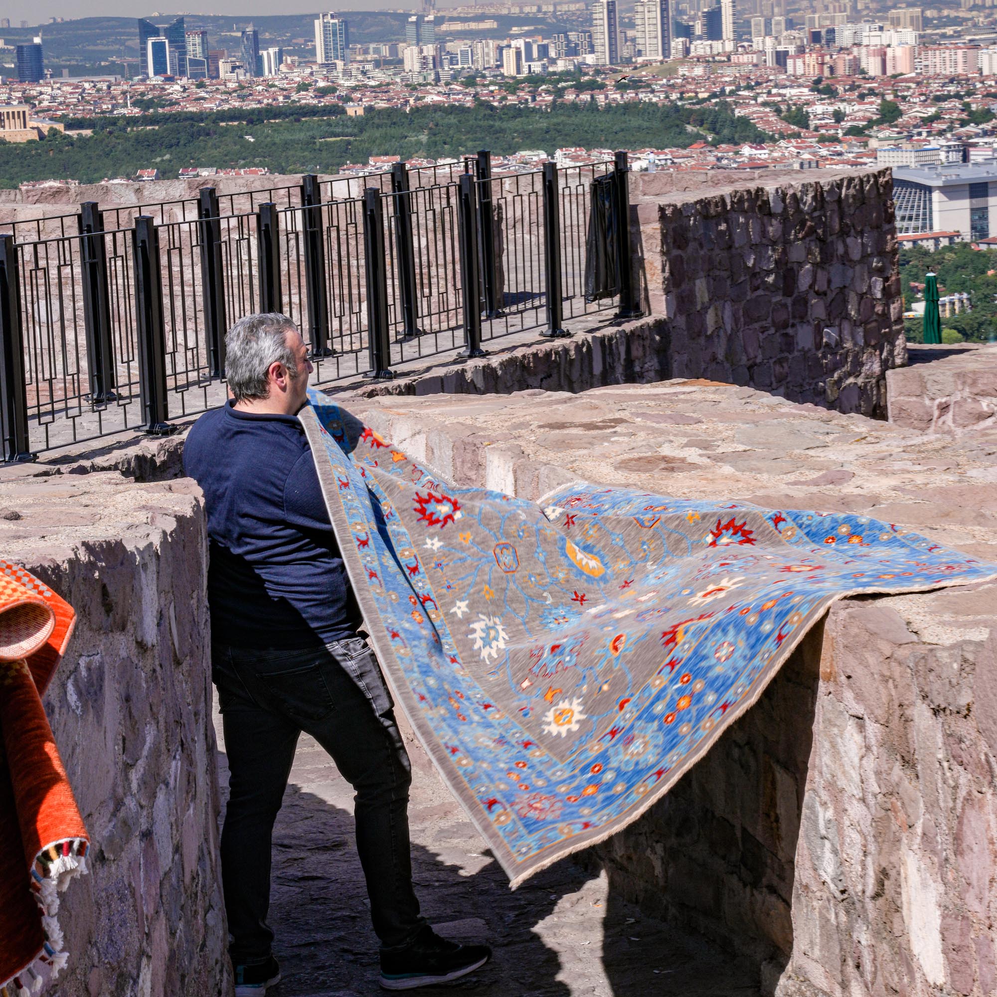 Tempus Series Uşak Patterned Blue-Grey Wool Special Loom Carpet