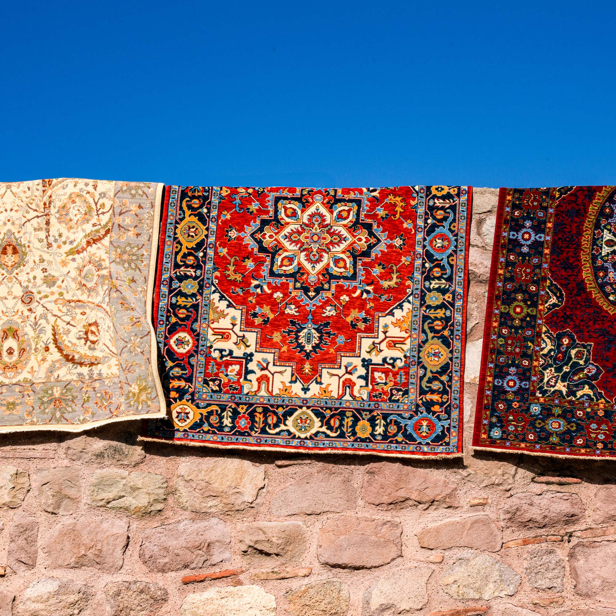 Tempus Series Red Wool Special Loom Carpet with Anatolian Medallion Pattern