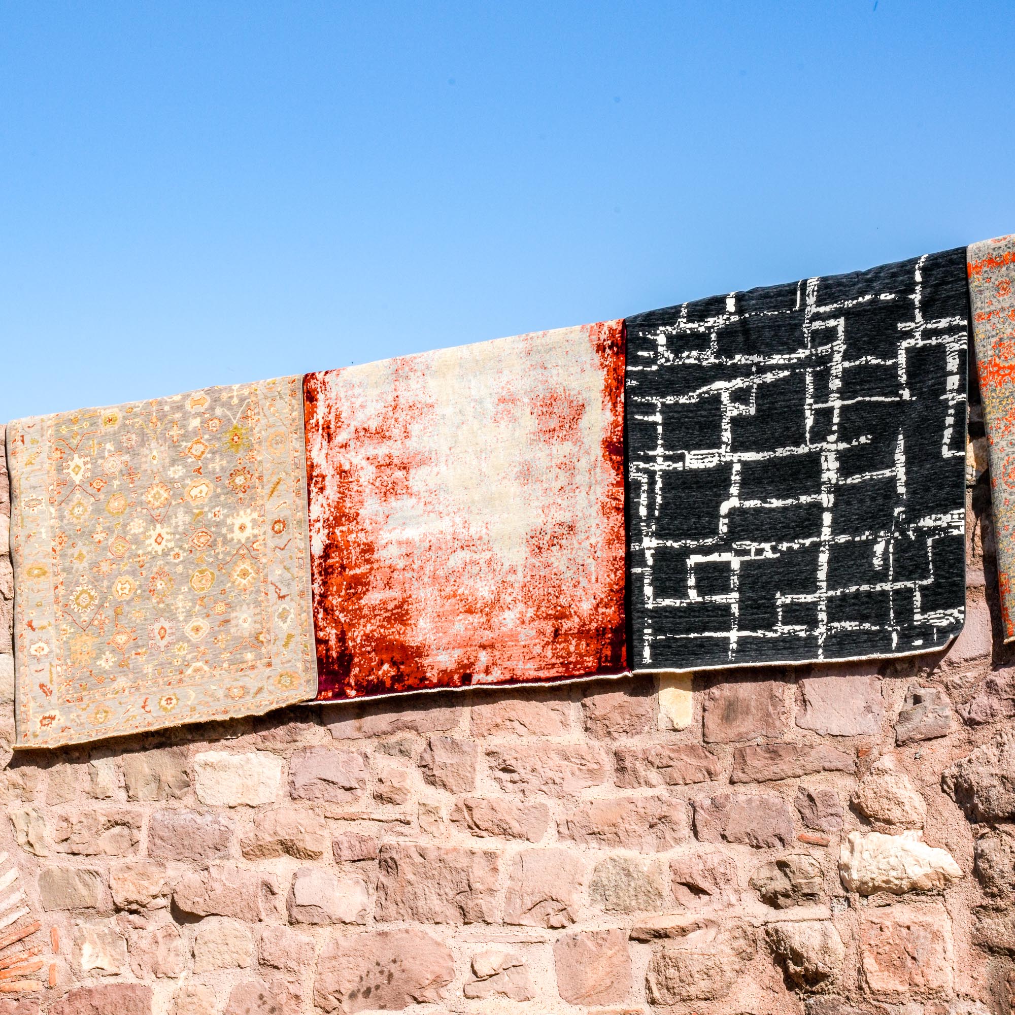 Tempus Serisi Uşak Desenli Gri Vizon Yün Tezgah Dokuma Halı