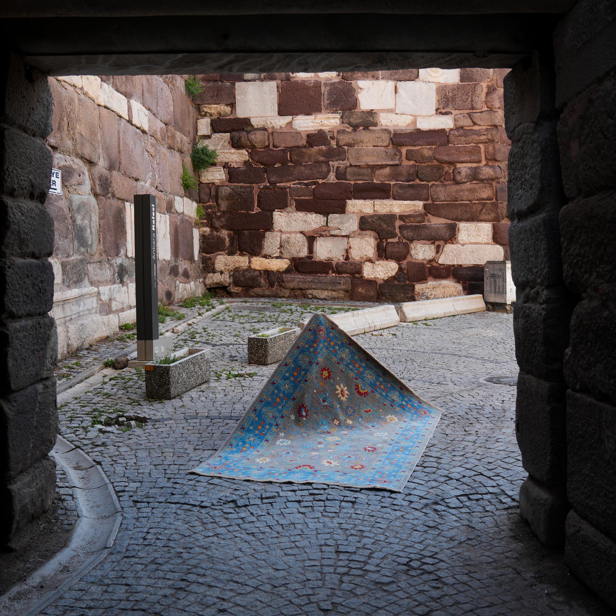 Tempus Series Uşak Patterned Blue-Grey Wool Special Loom Carpet