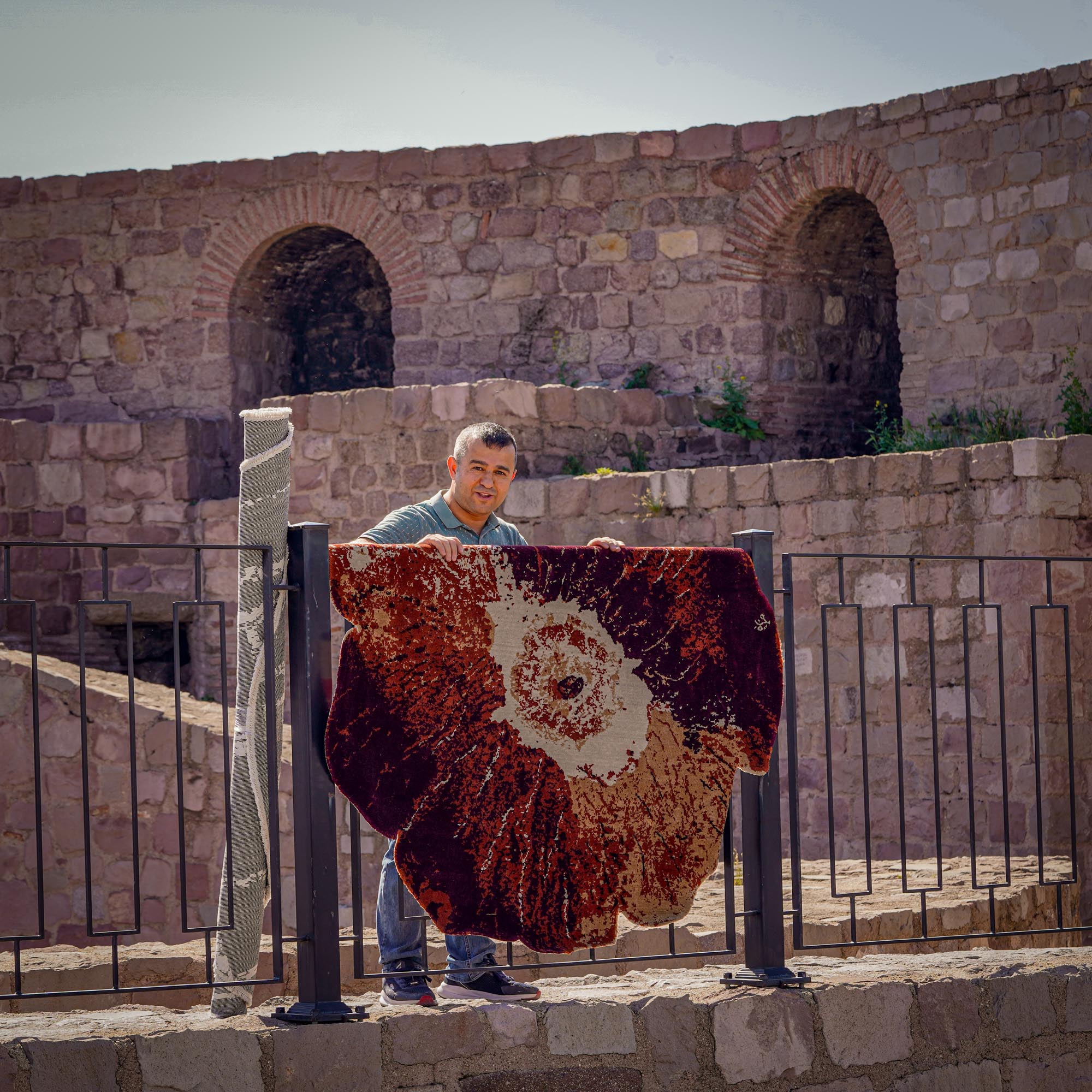 Tempus Series Asymmetrical Floral Cut Orange/Terra Bamboo Special Loom Carpet