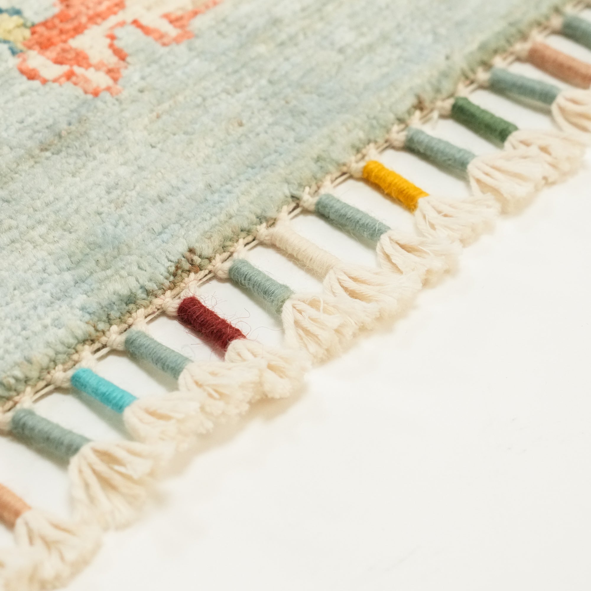 Hand Woven Karabakh Patterned Wool Green Carpet