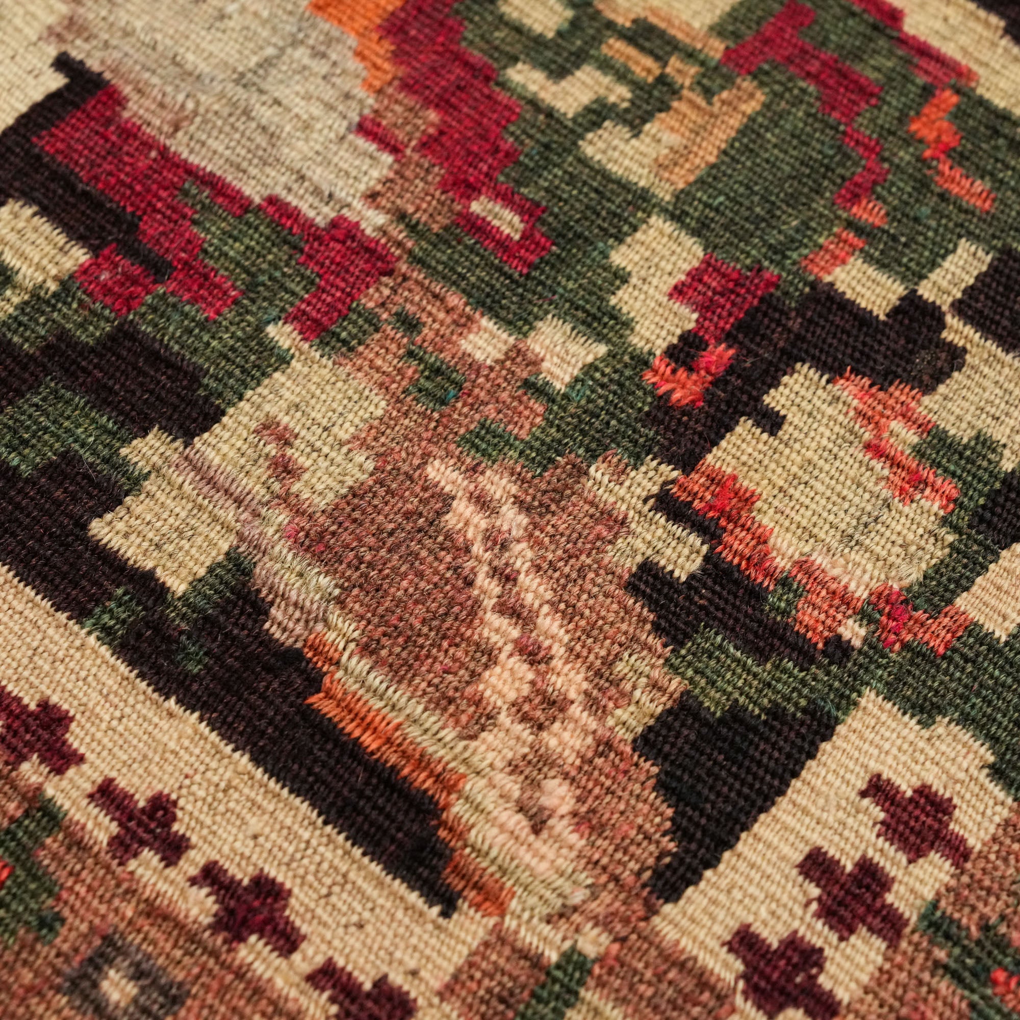 Karabakh Patterned Hand-Woven Black Wool Rug