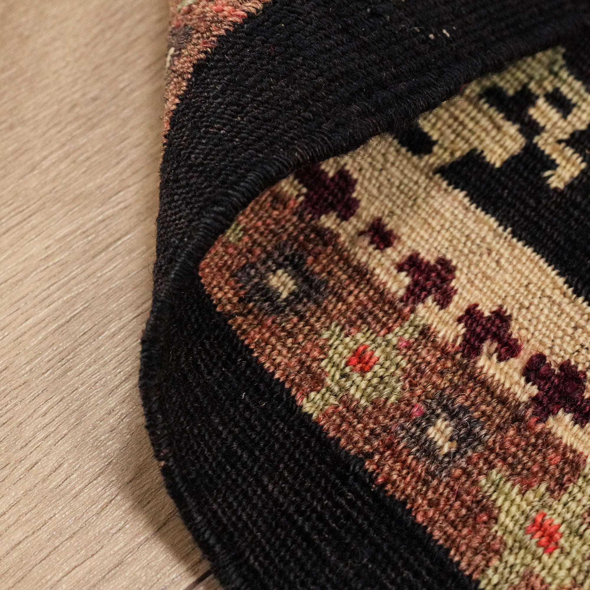 Karabakh Patterned Hand-Woven Black Wool Rug